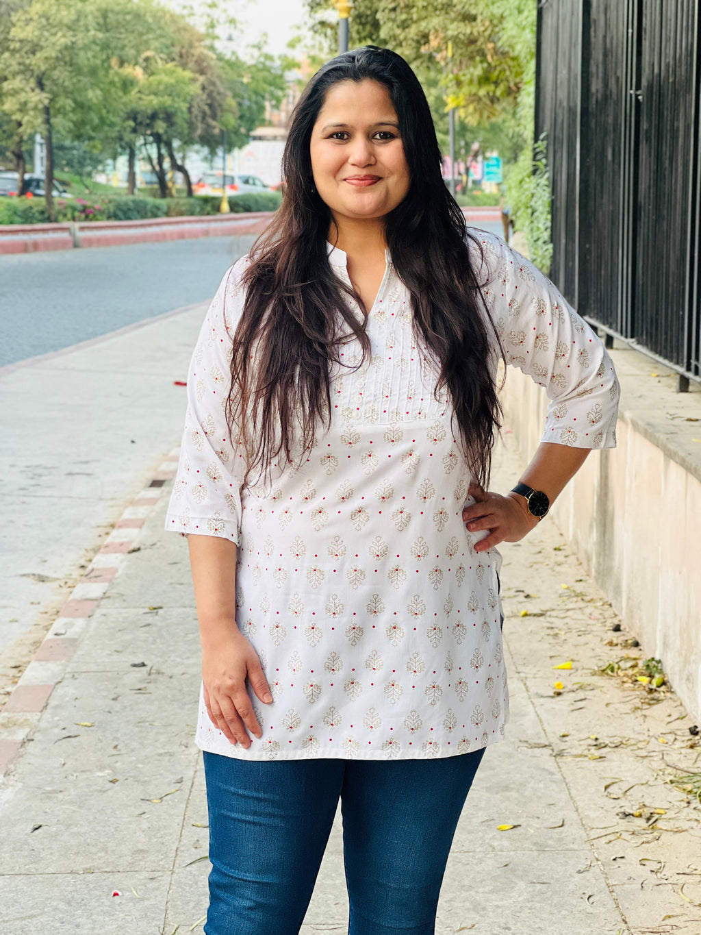 White Rayon Short Kurti