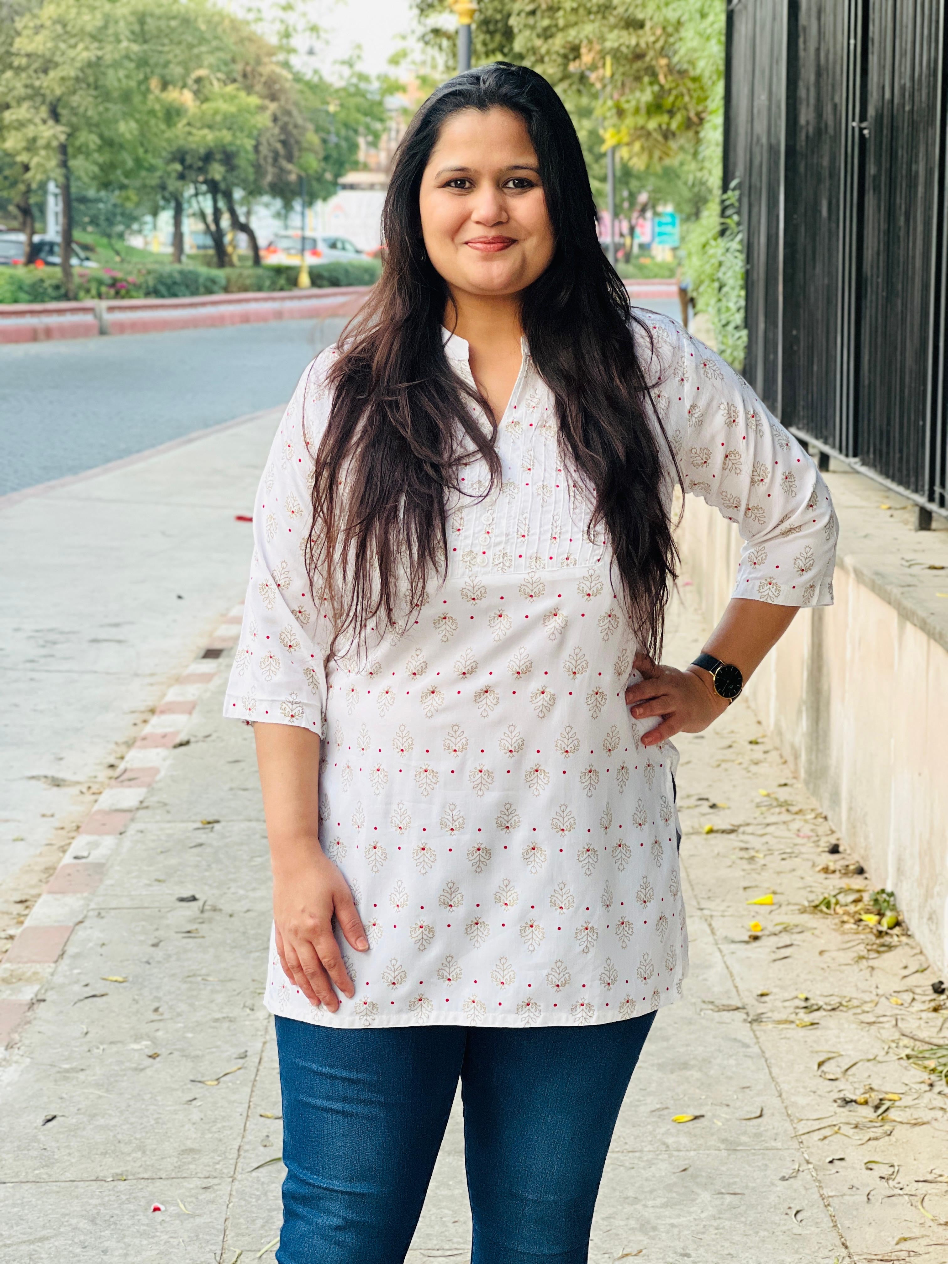 White Rayon Short Kurti
