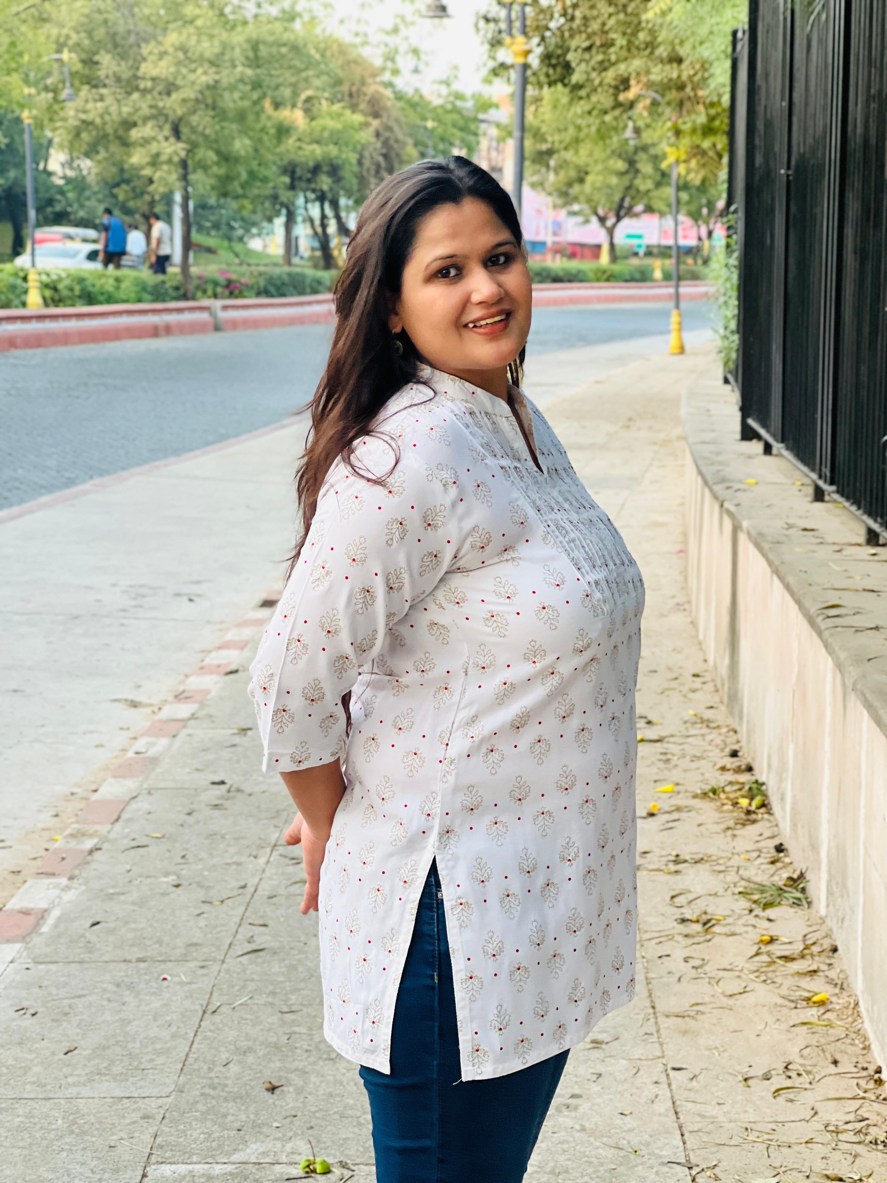 White Rayon Short Kurti