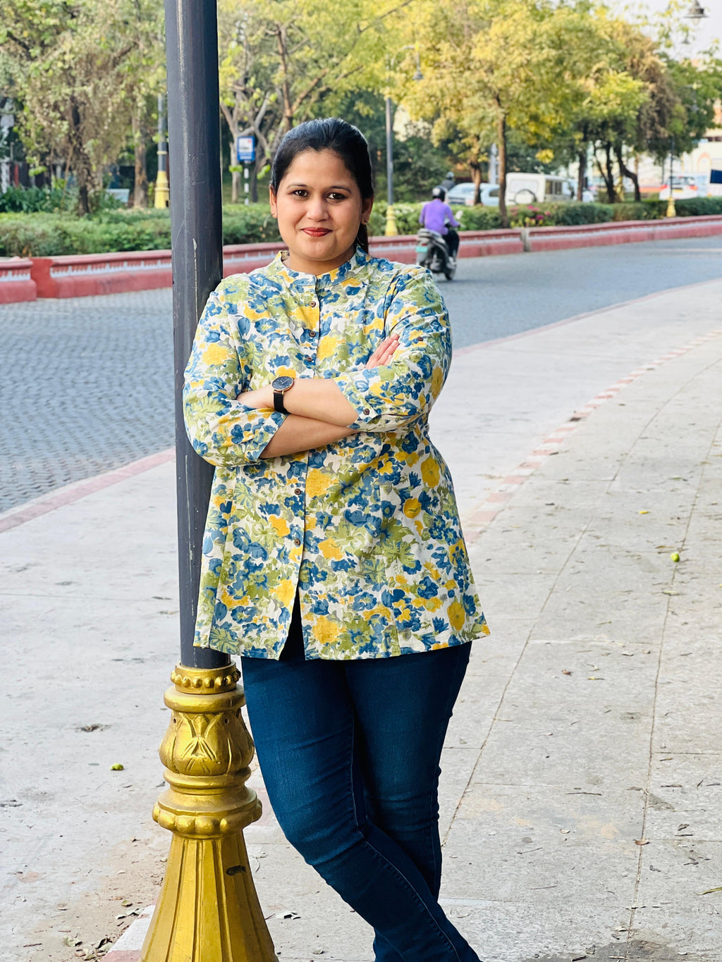 Floral Printed Heavy Cotton Short Kurti