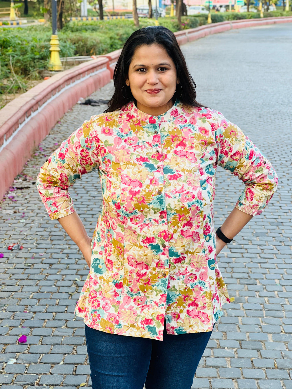 Floral Printed Heavy Cotton Short Kurti