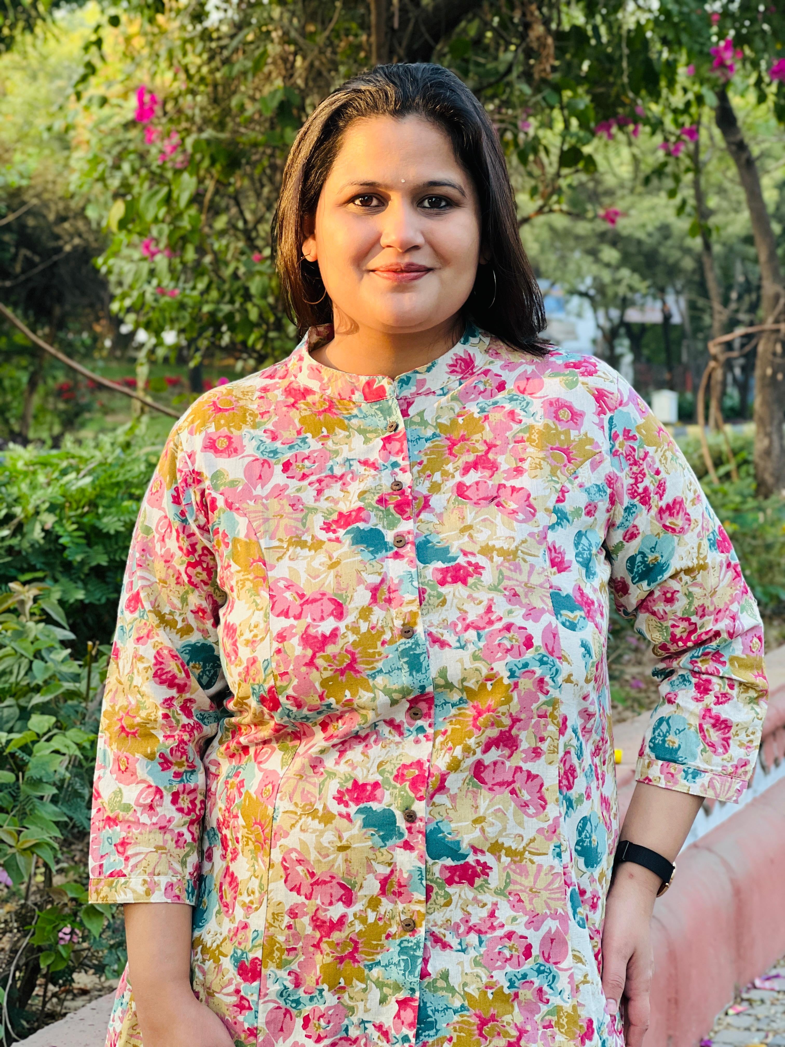 Floral Printed Heavy Cotton Short Kurti