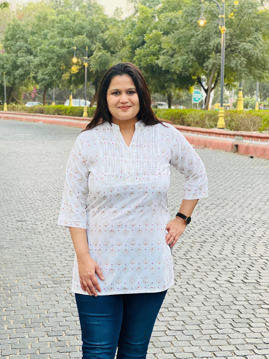 White Rayon Short Kurti