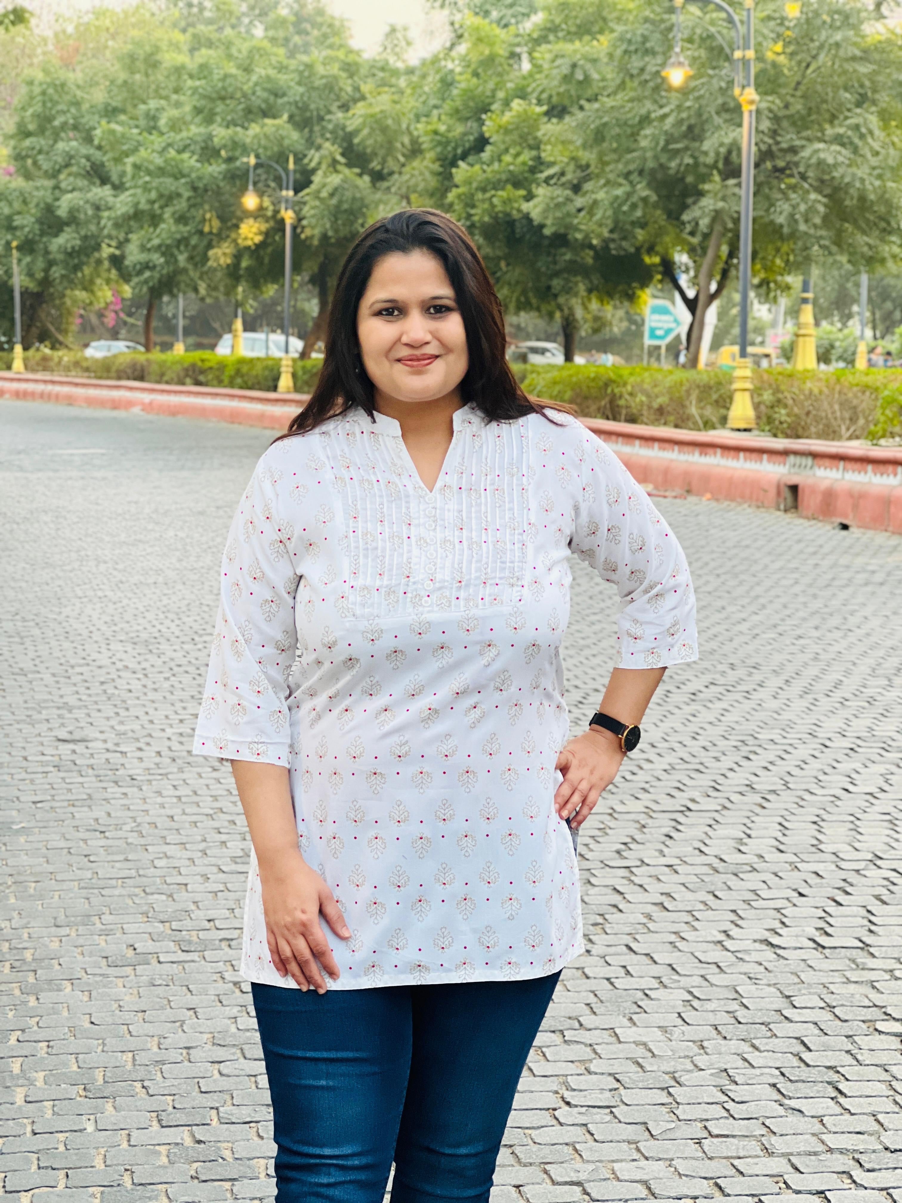 White Rayon Short Kurti