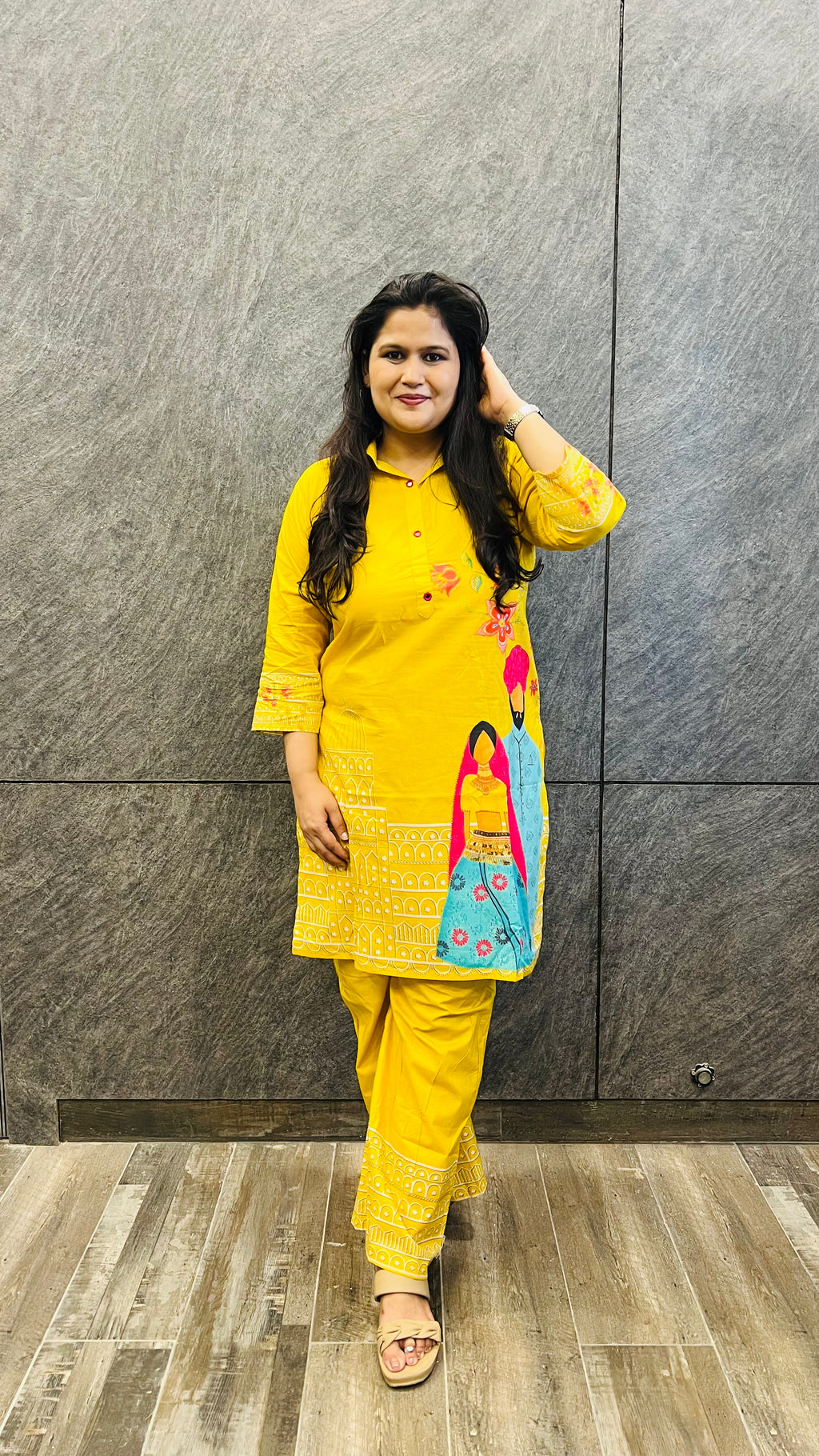 Yellow Urban Casual Cotton Co-ord Set
