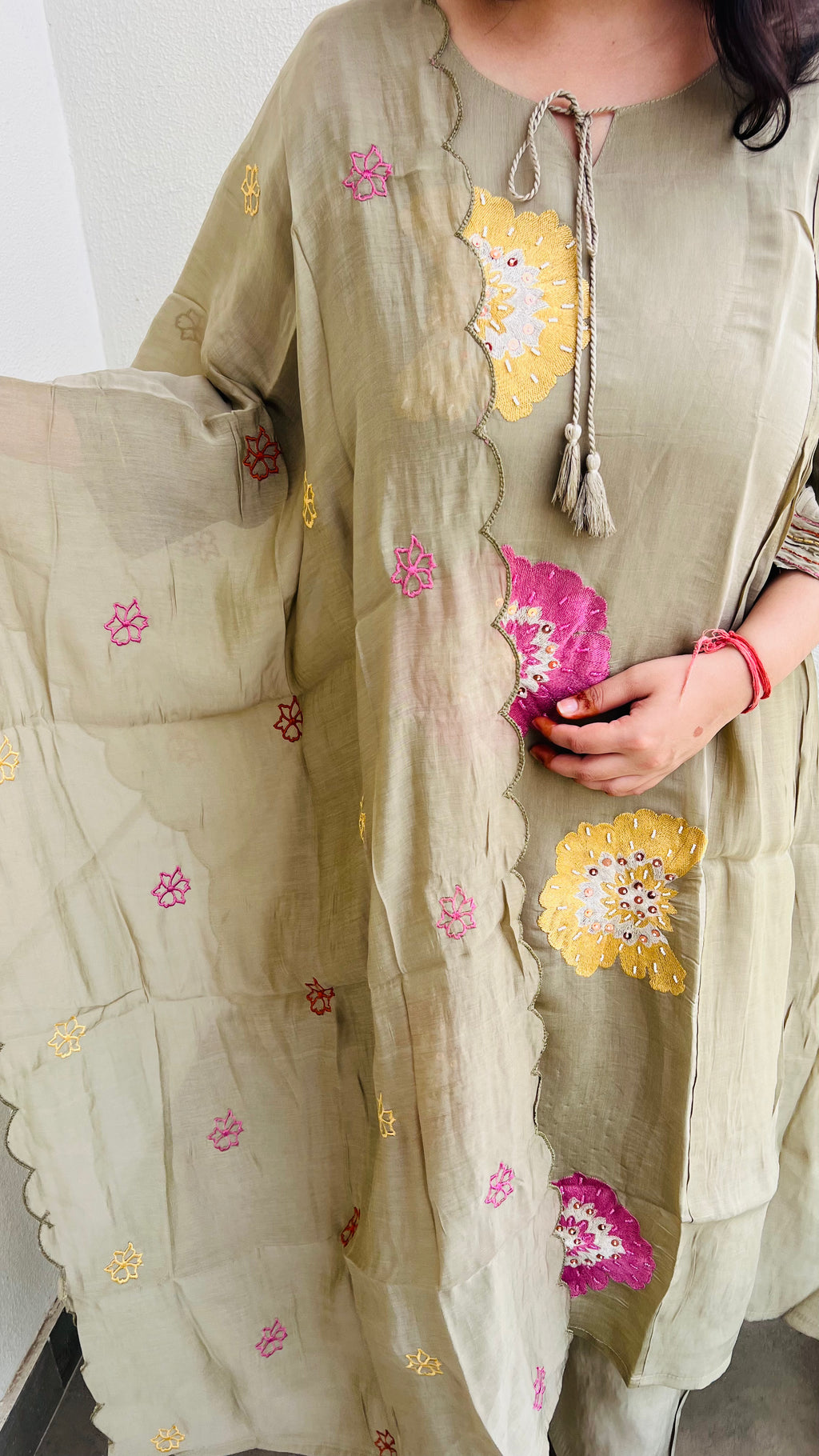 Ivory A-Line Embroidered Suit Set