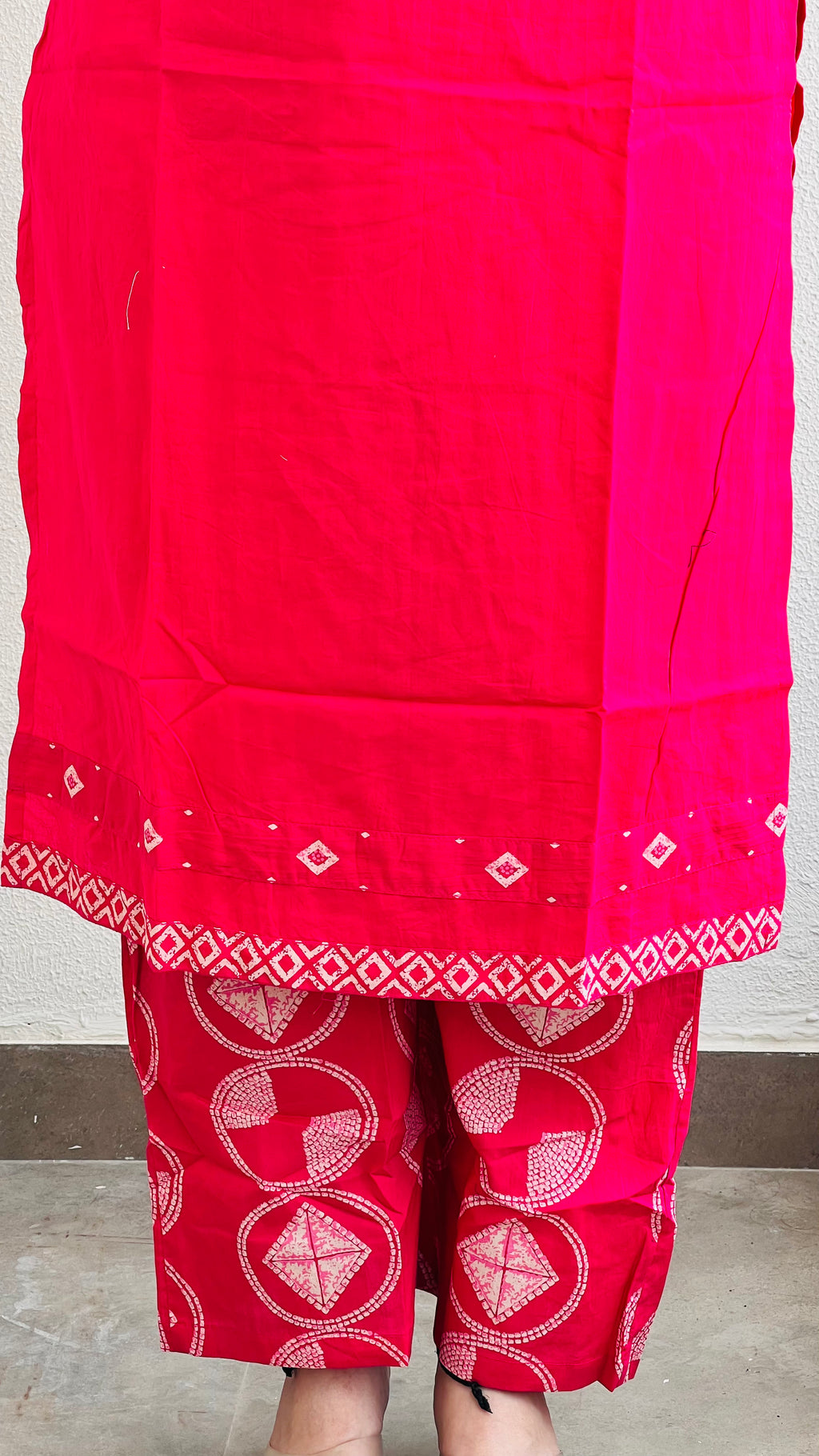 Pink Straight Fit Printed Cotton Suit Set