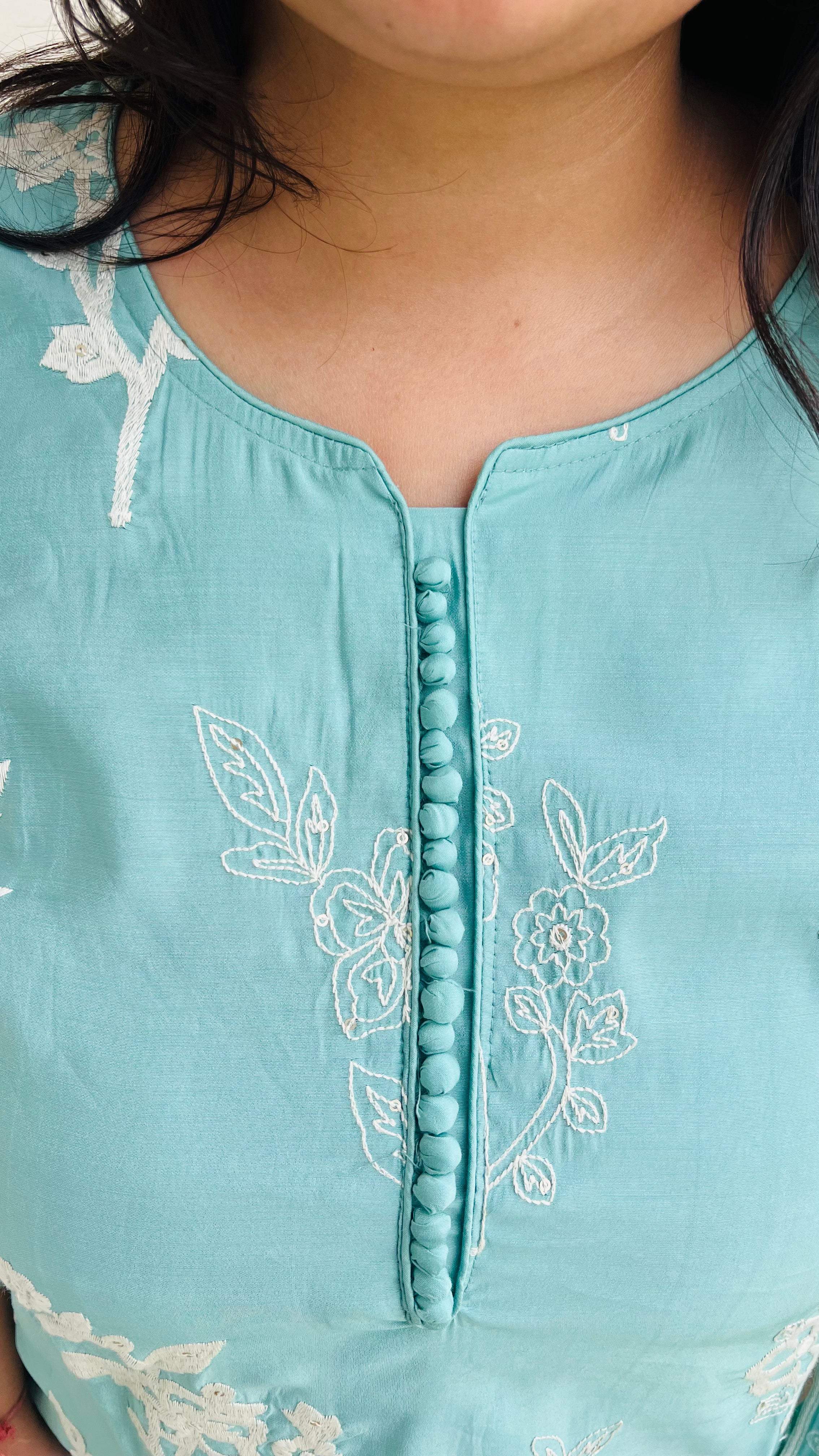 Sky Blue Embroidered Suit Set