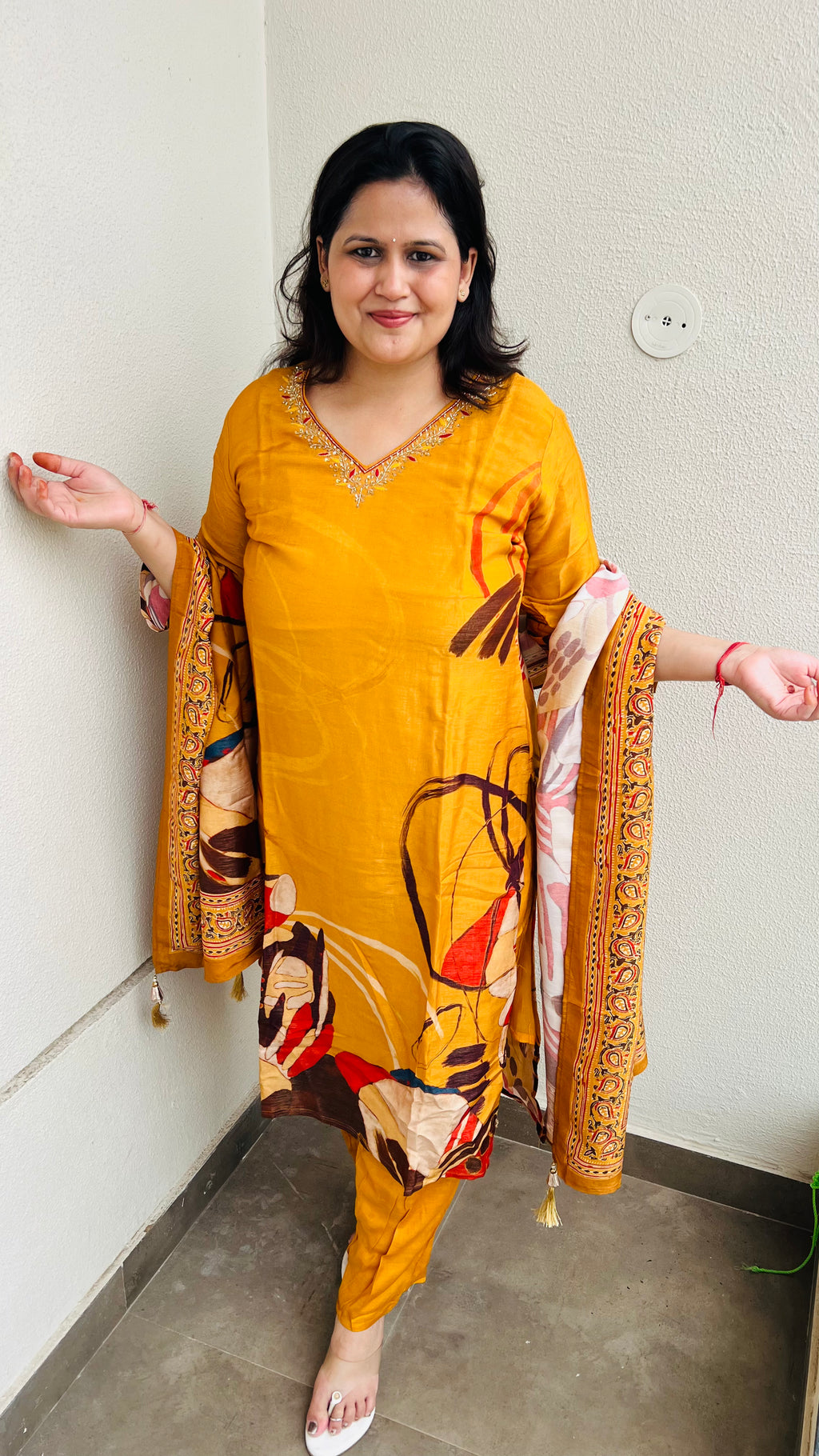 Mustard Premium Suit Set with Minimal Handwork