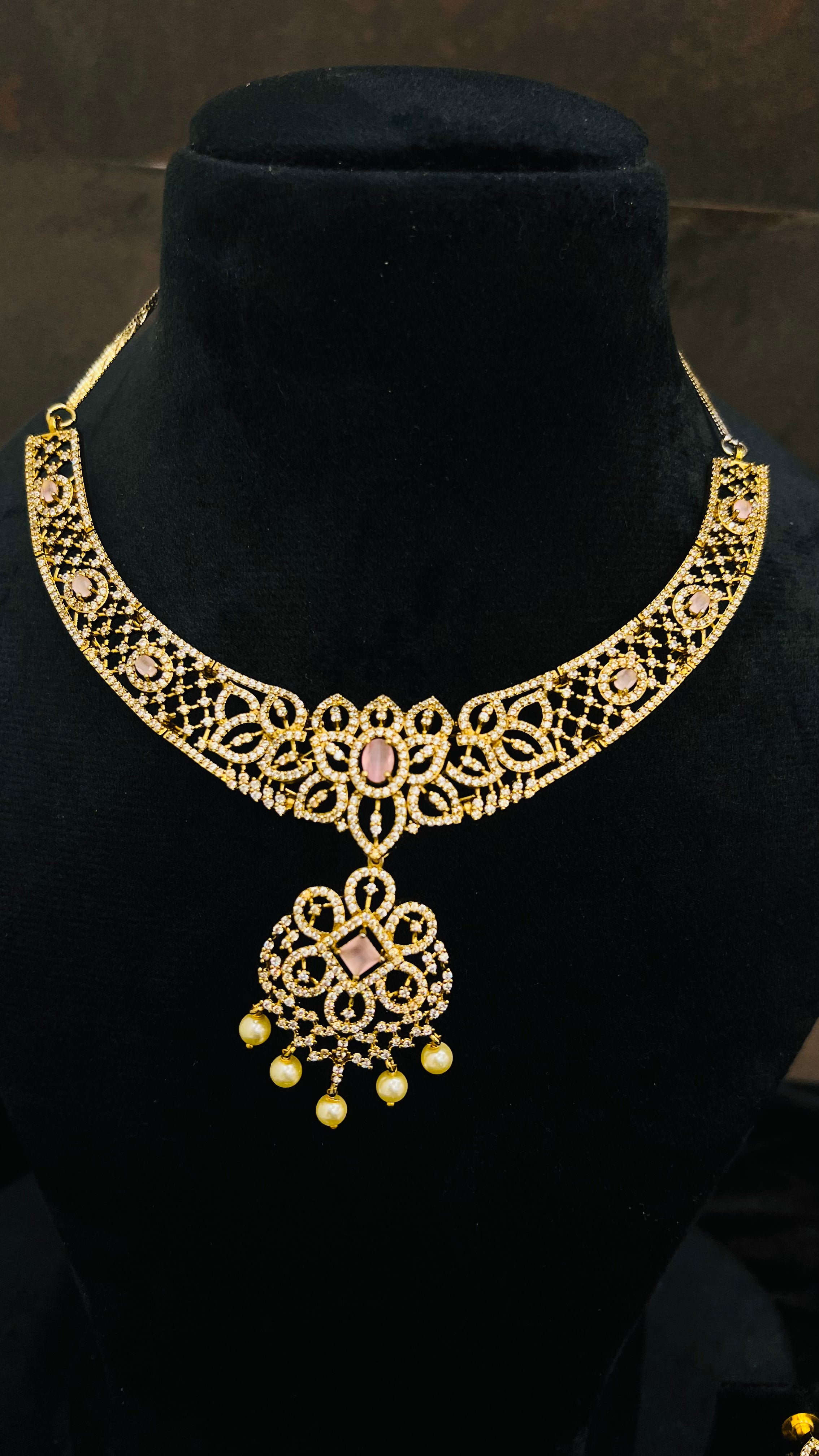 Baby Pink Anti-Tarnish Neckpiece Set