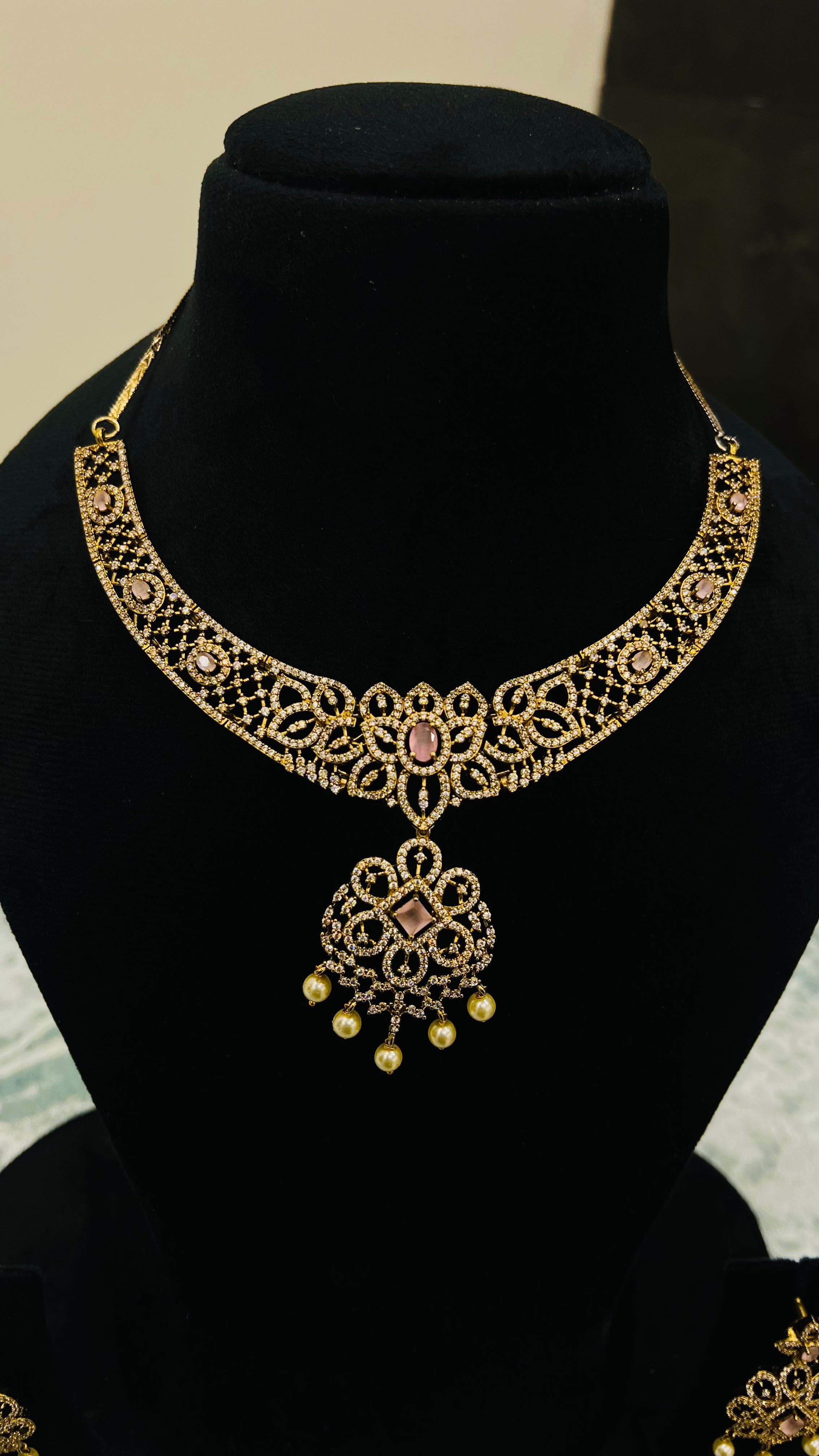 Baby Pink Anti-Tarnish Neckpiece Set