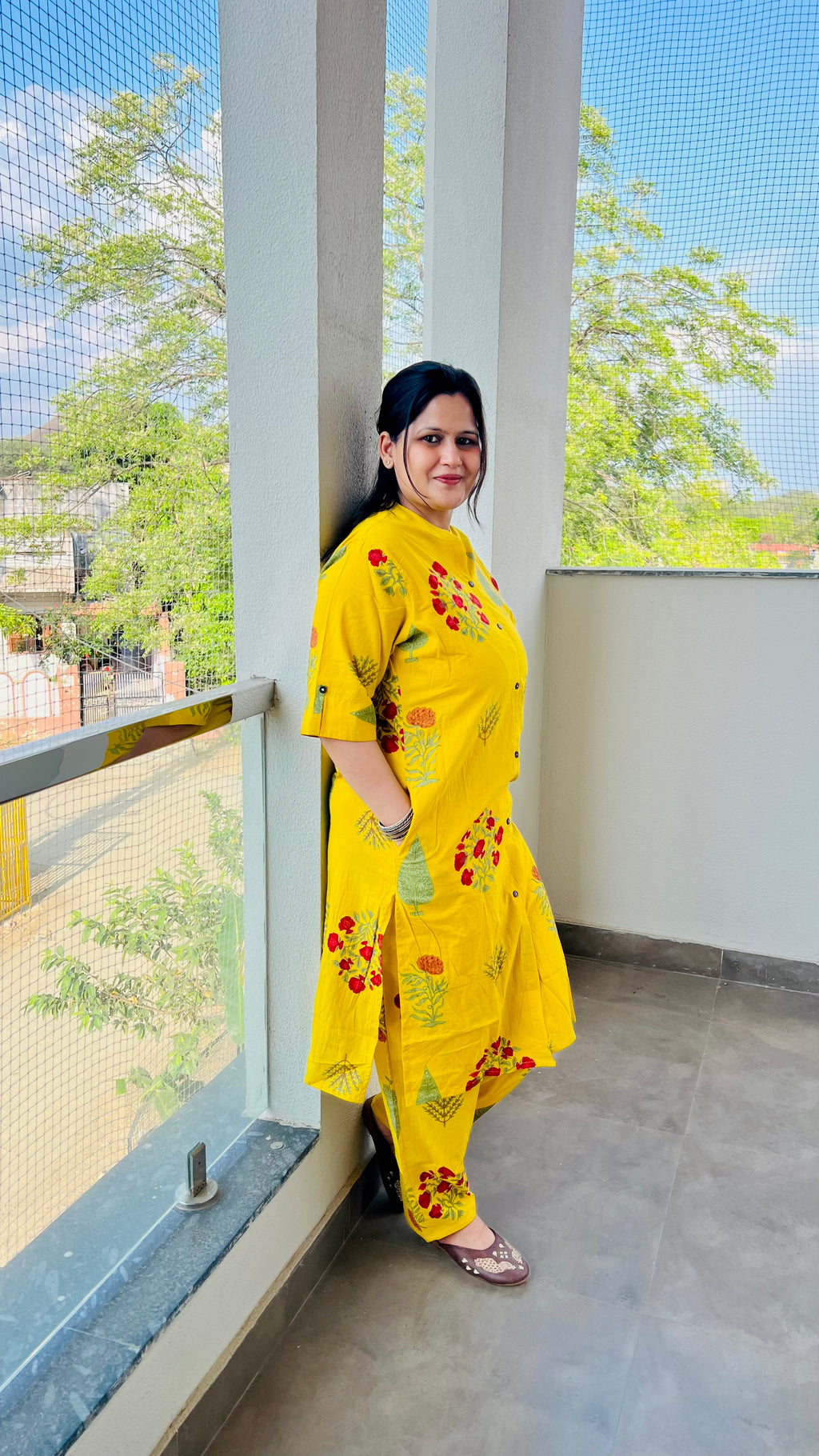 Yellow Cotton Printed Co-Ord Set