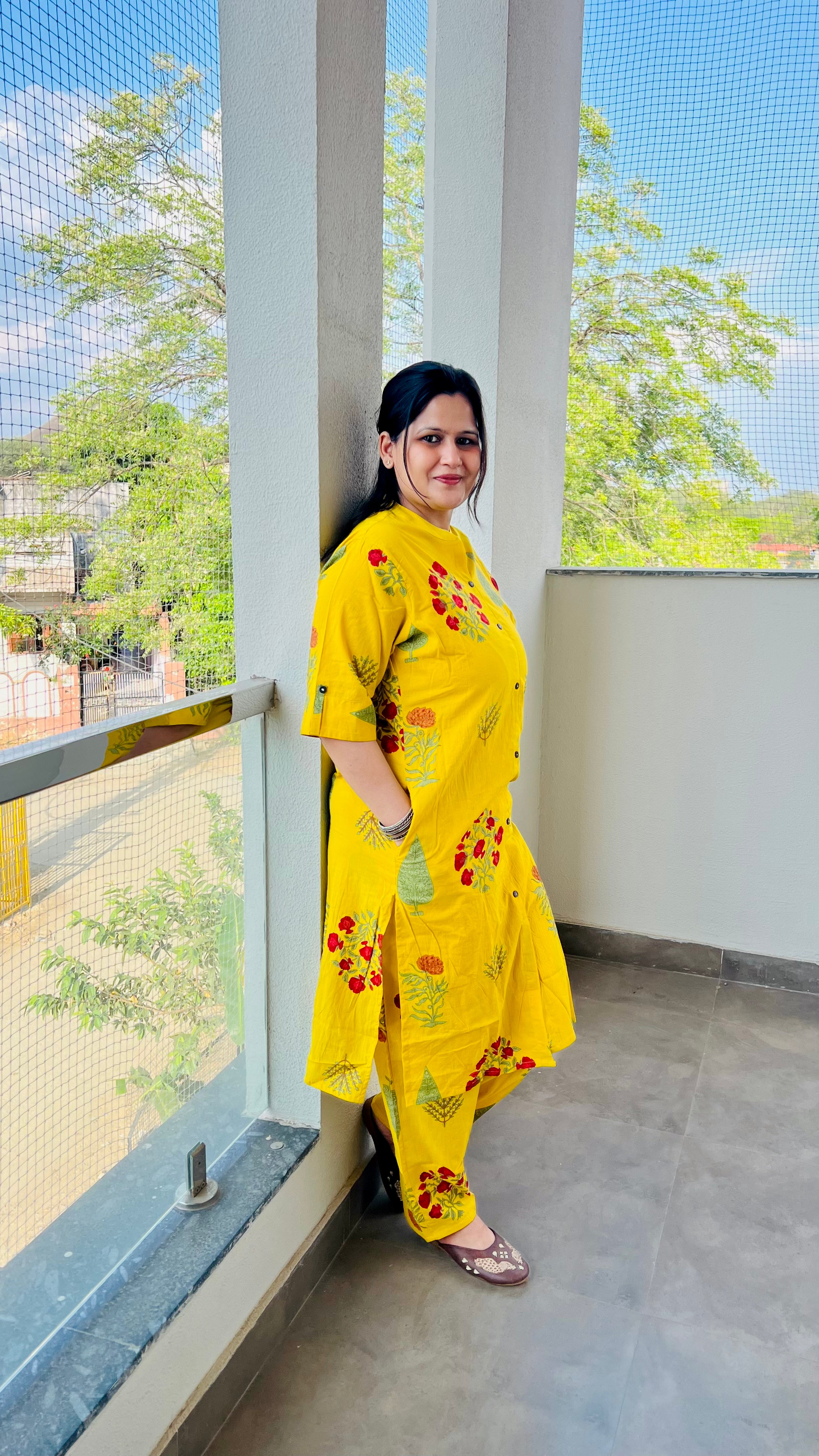 Yellow Cotton Printed Co-Ord Set