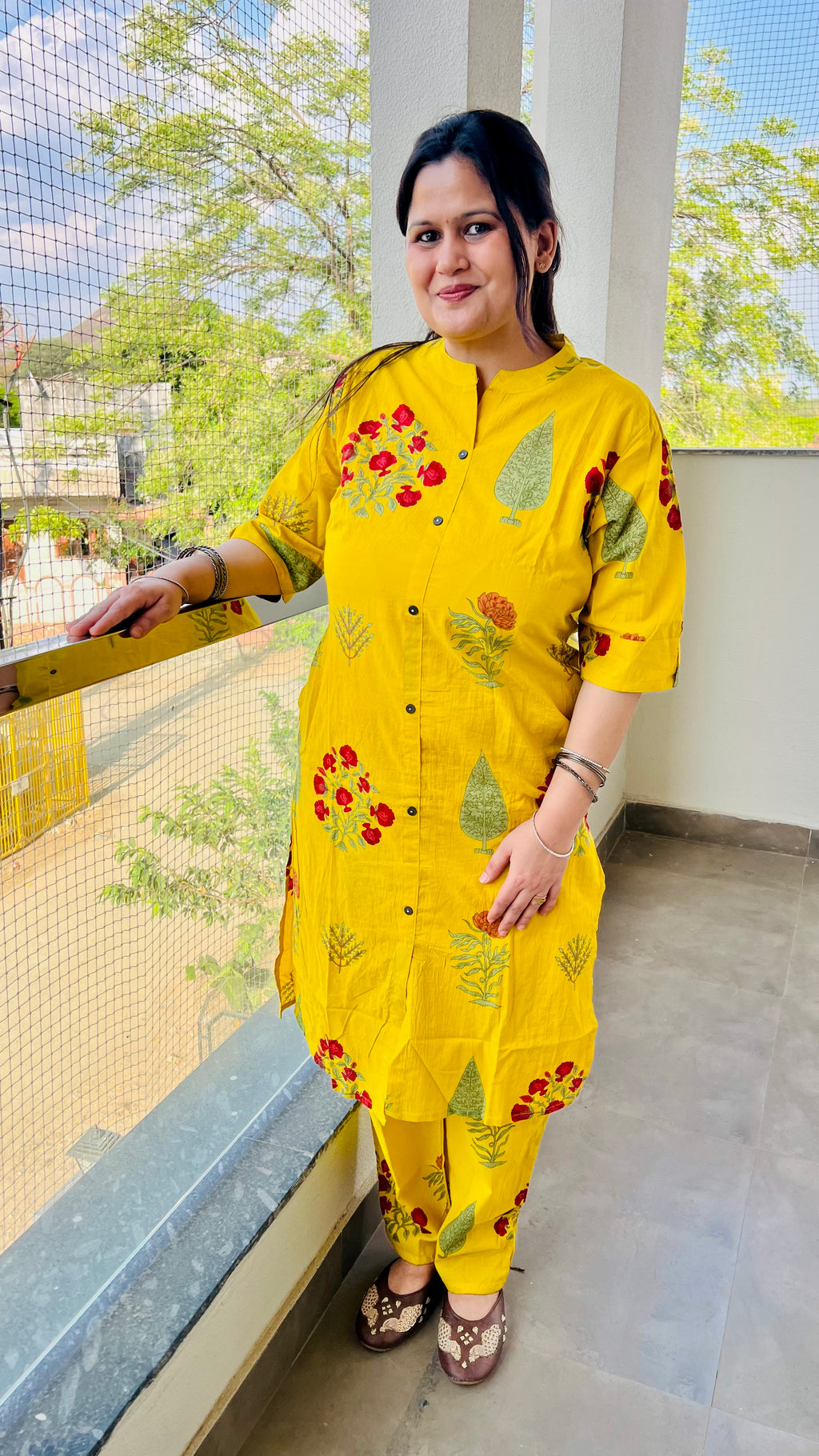Yellow Cotton Printed Co-Ord Set