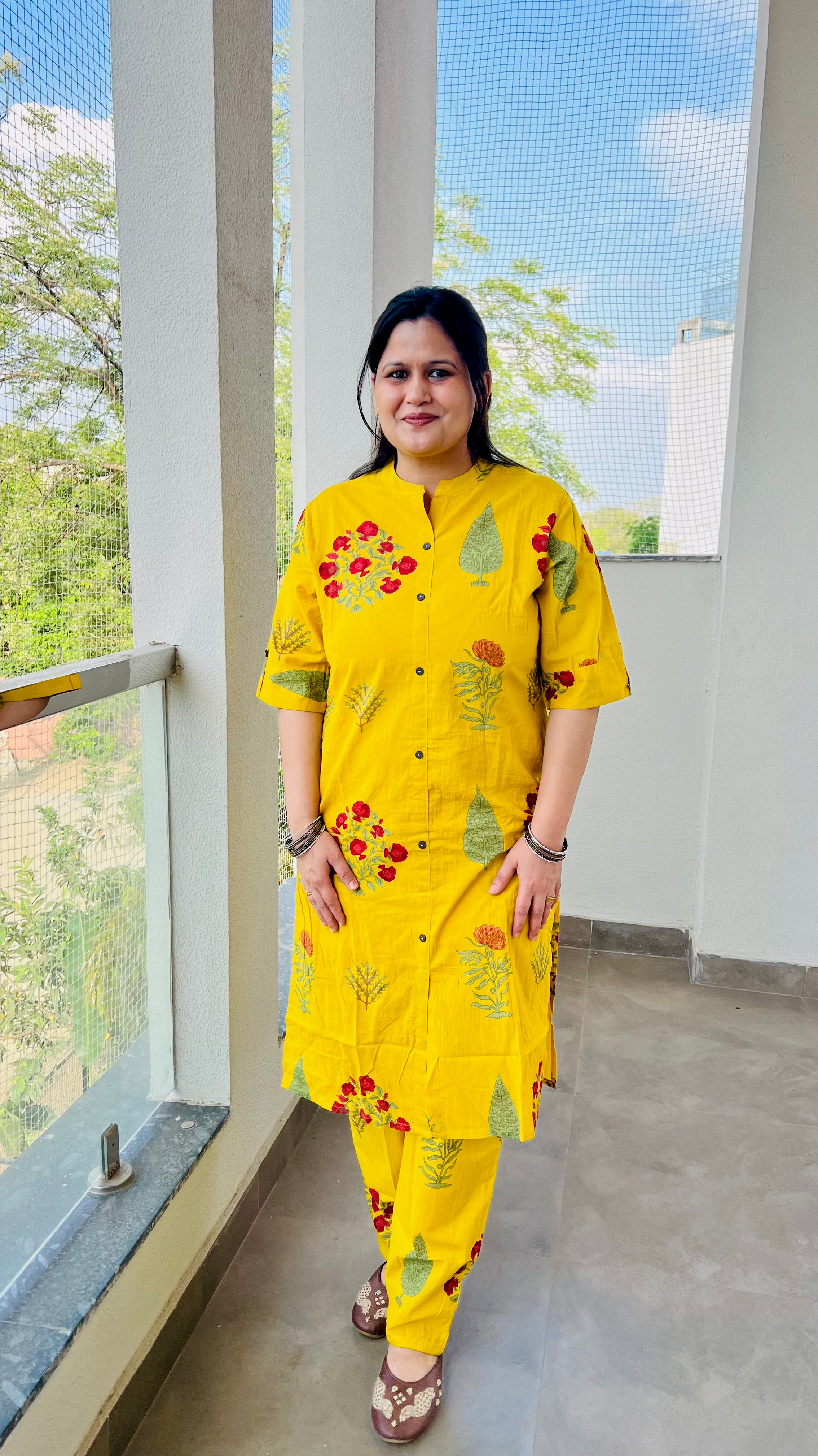 Yellow Cotton Printed Co-Ord Set