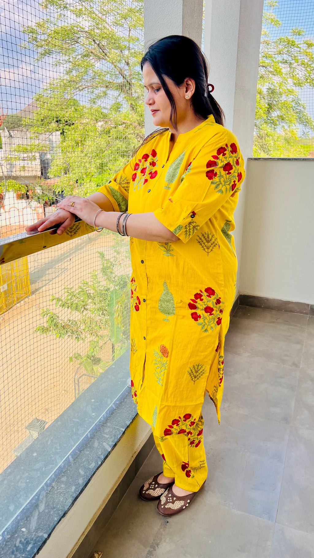 Yellow Cotton Printed Co-Ord Set