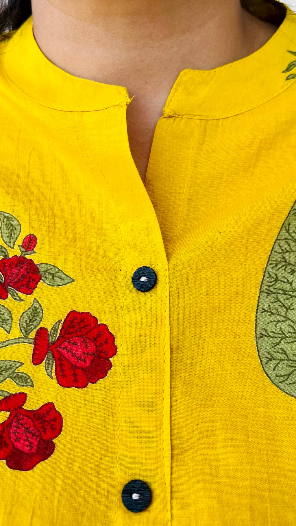 Yellow Cotton Printed Co-Ord Set