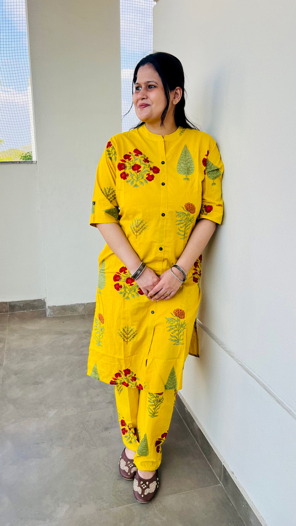 Yellow Cotton Printed Co-Ord Set