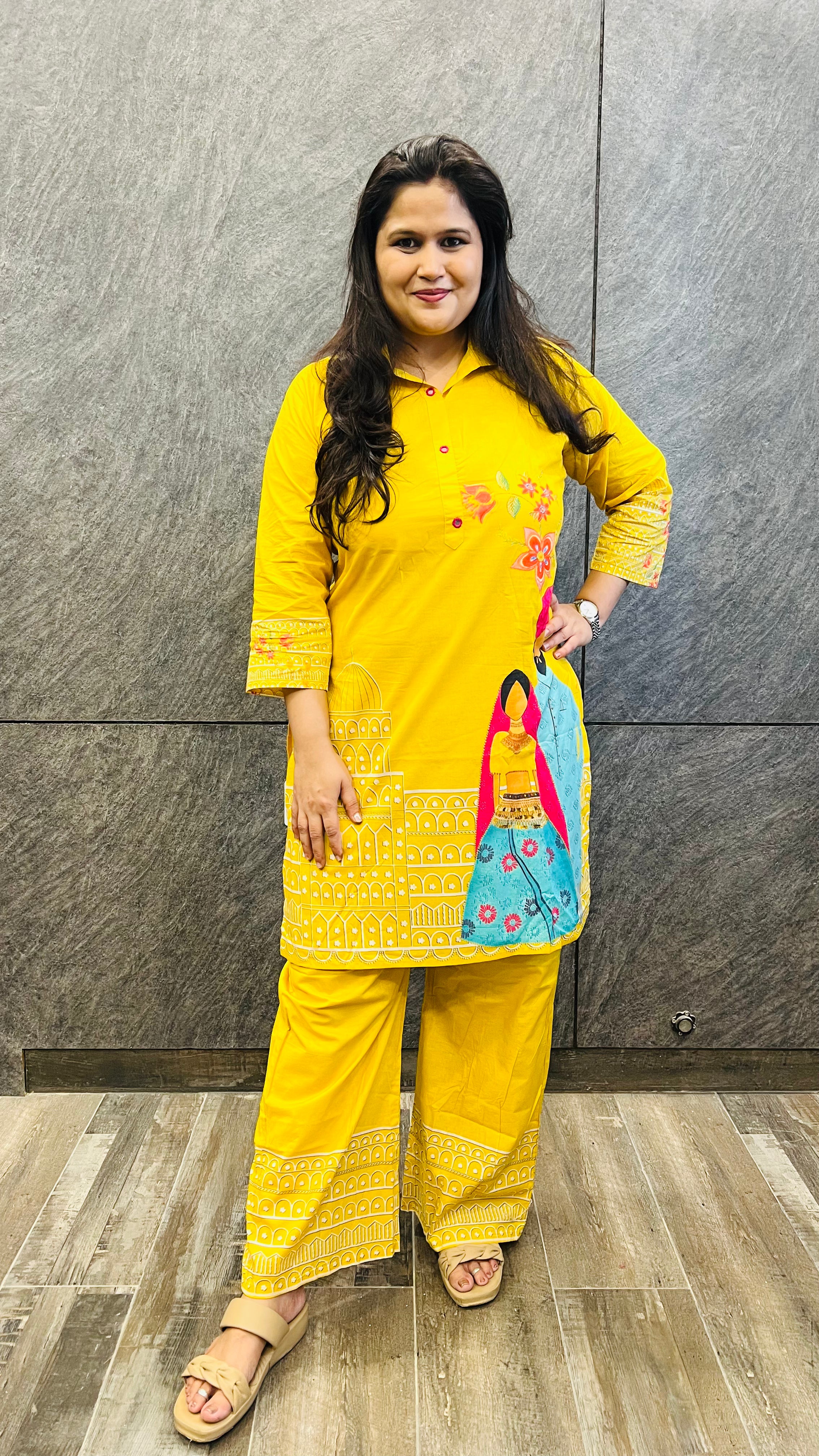 Yellow Urban Casual Cotton Co-ord Set
