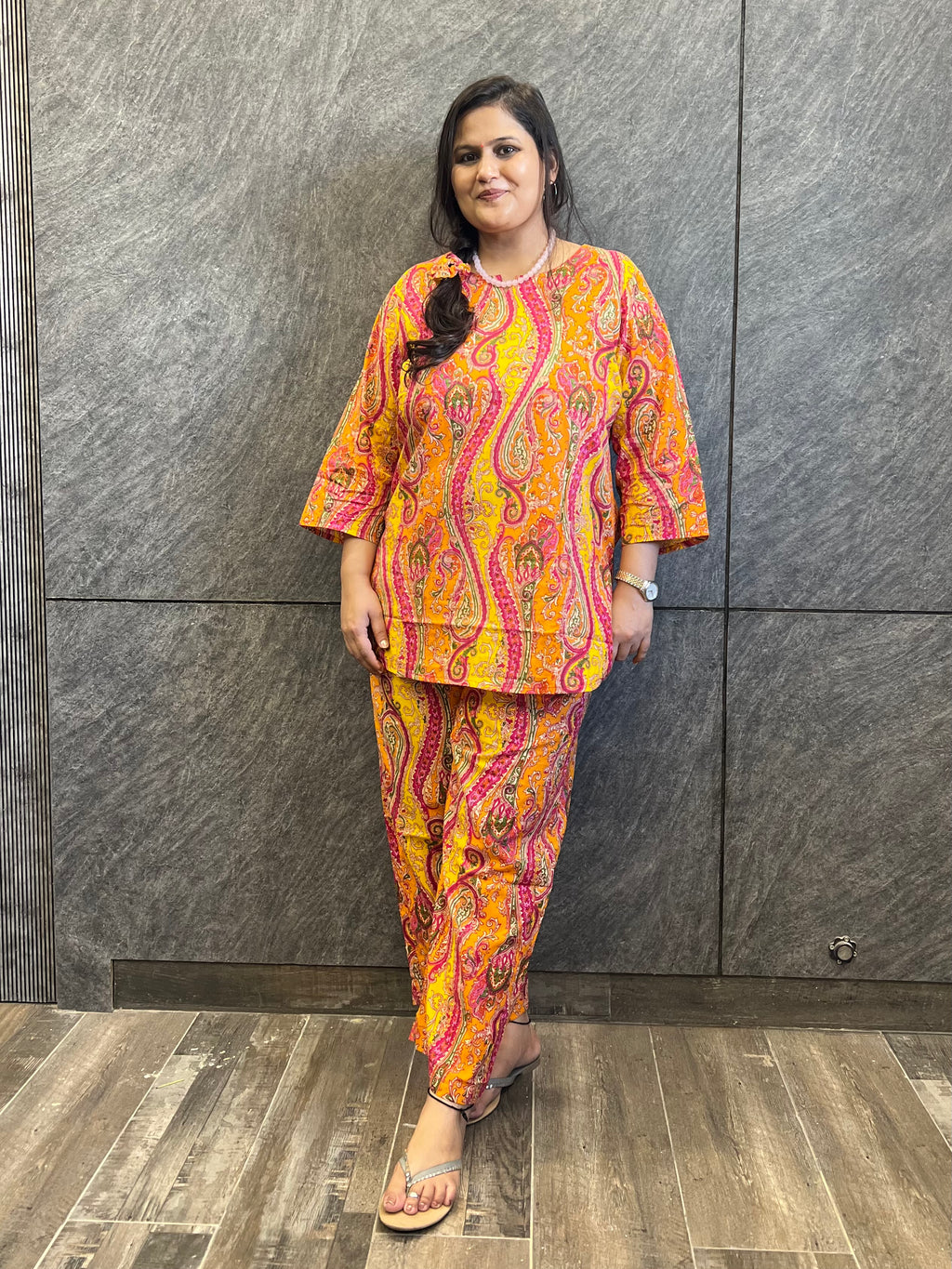 Multi-Color Digital Abstract Printed Co-ord Set