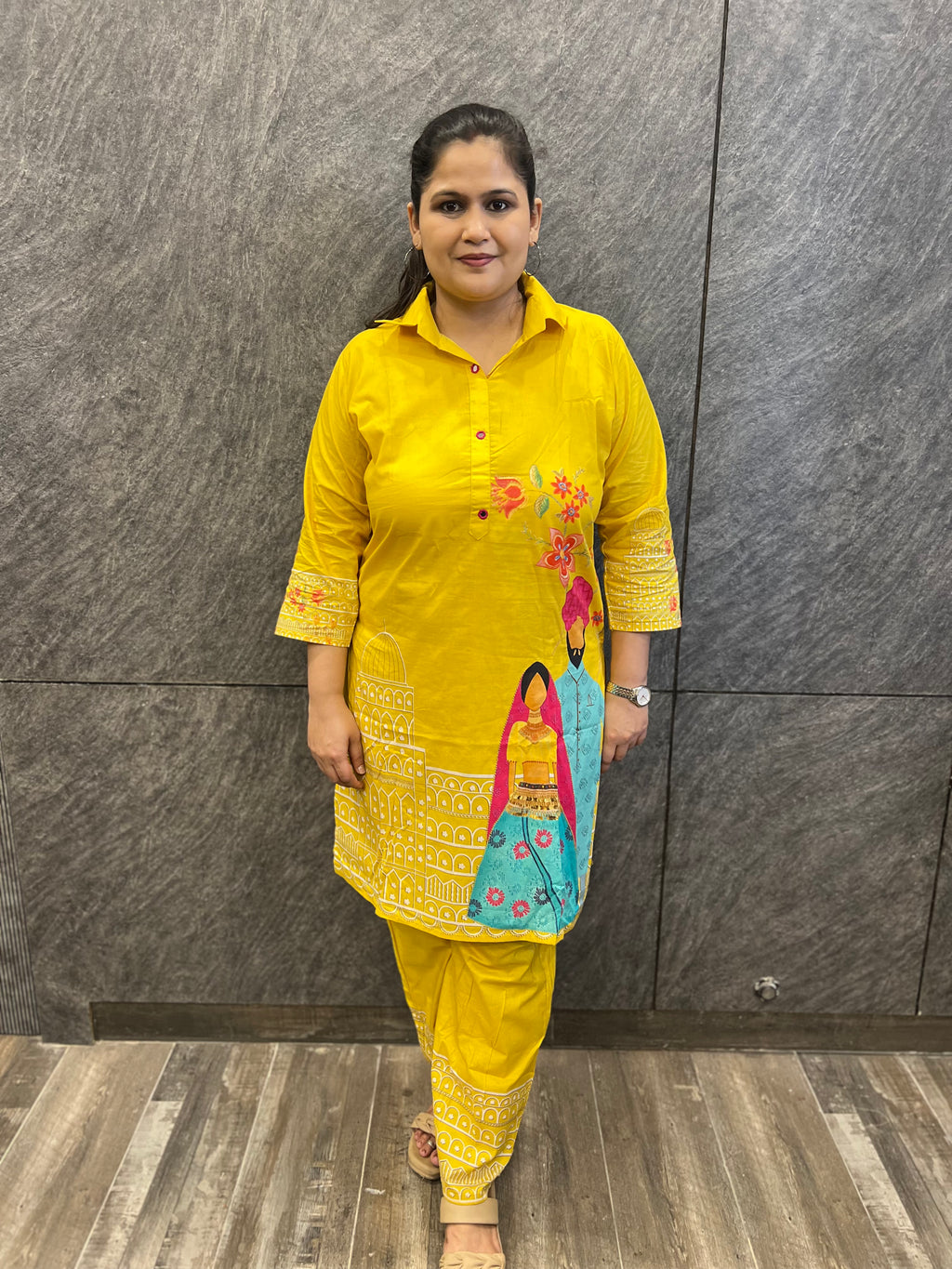 Yellow Urban Casual Cotton Co-ord Set