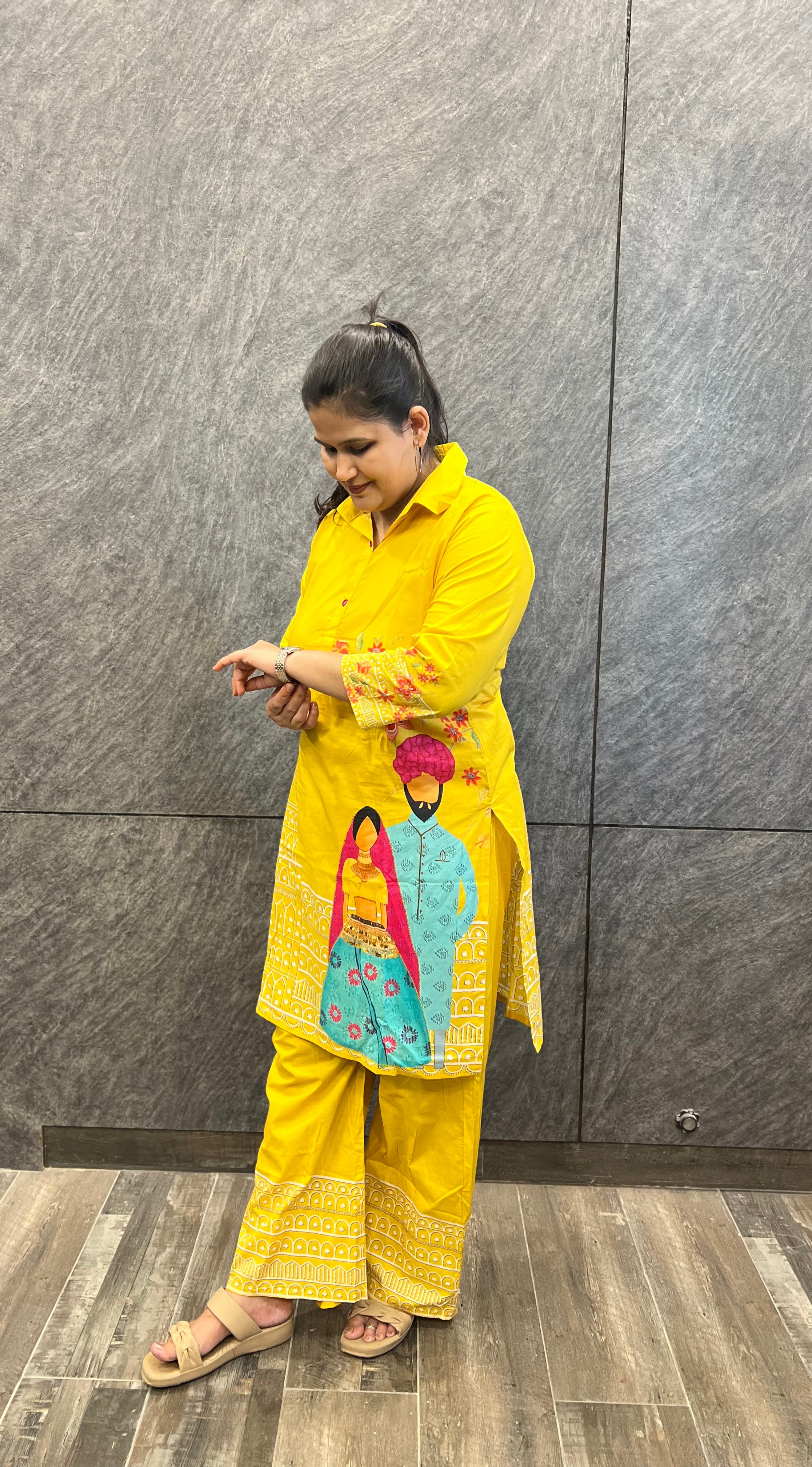 Yellow Urban Casual Cotton Co-ord Set