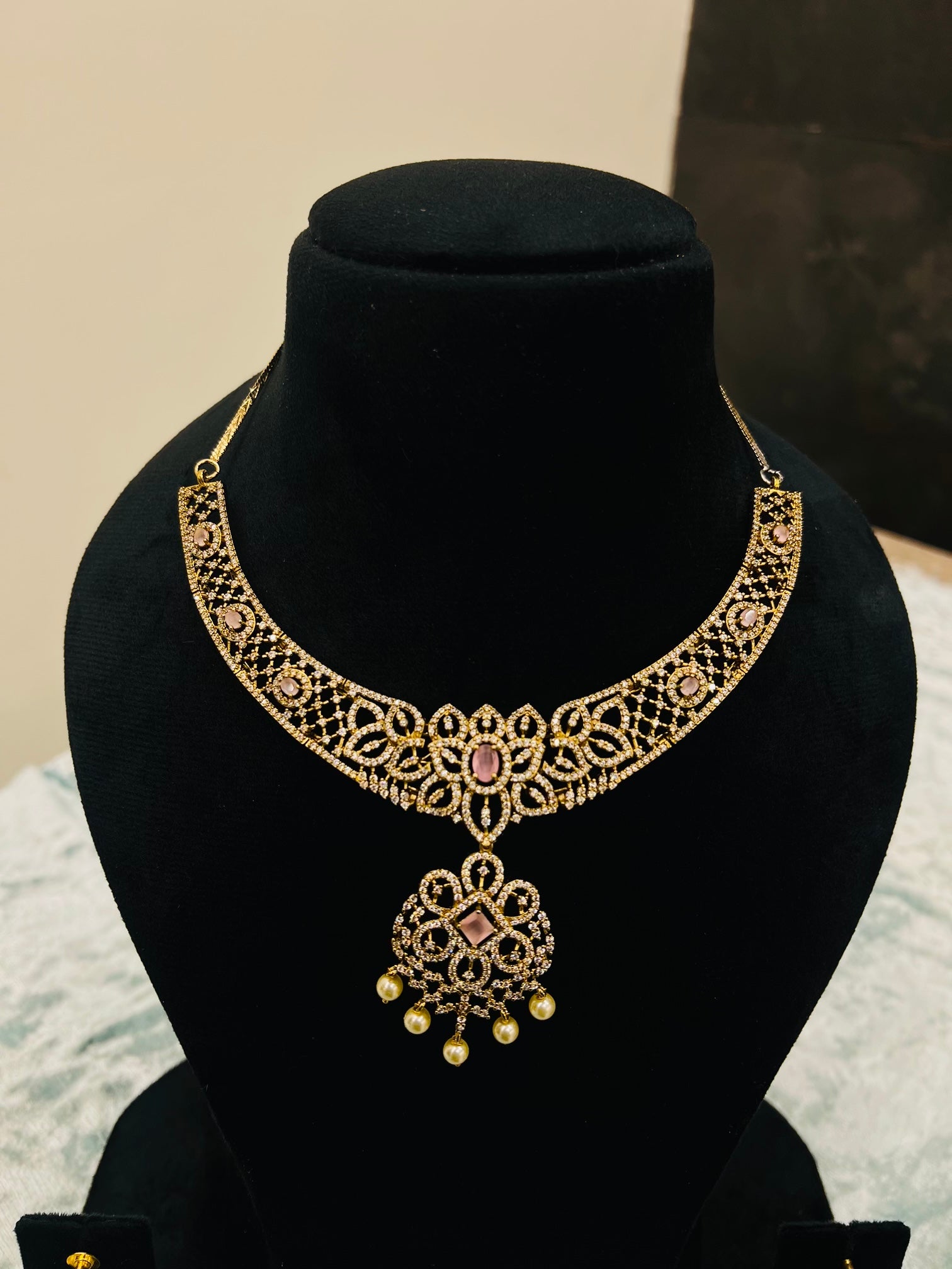 Baby Pink Anti-Tarnish Neckpiece Set