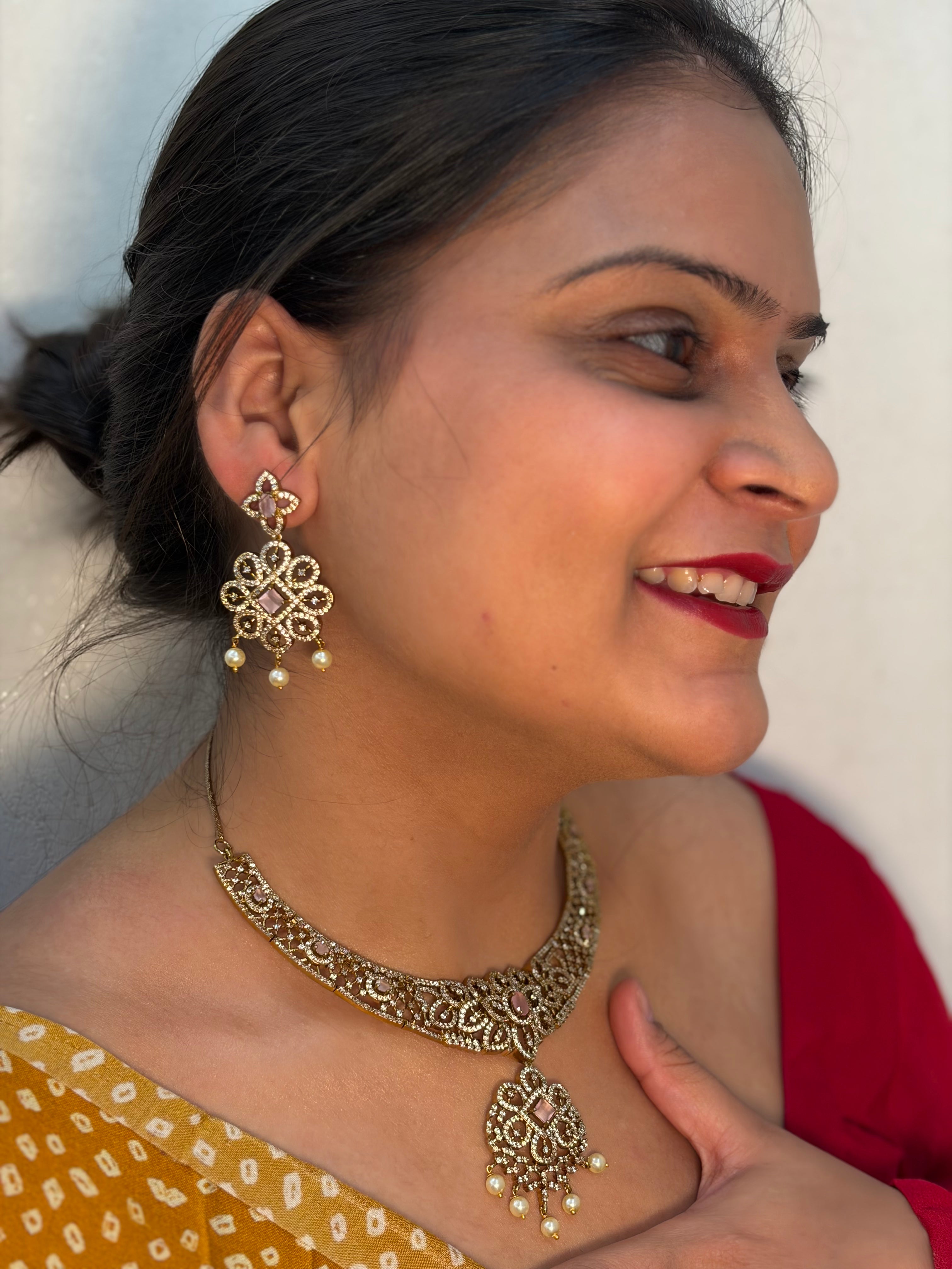 Baby Pink Anti-Tarnish Neckpiece Set