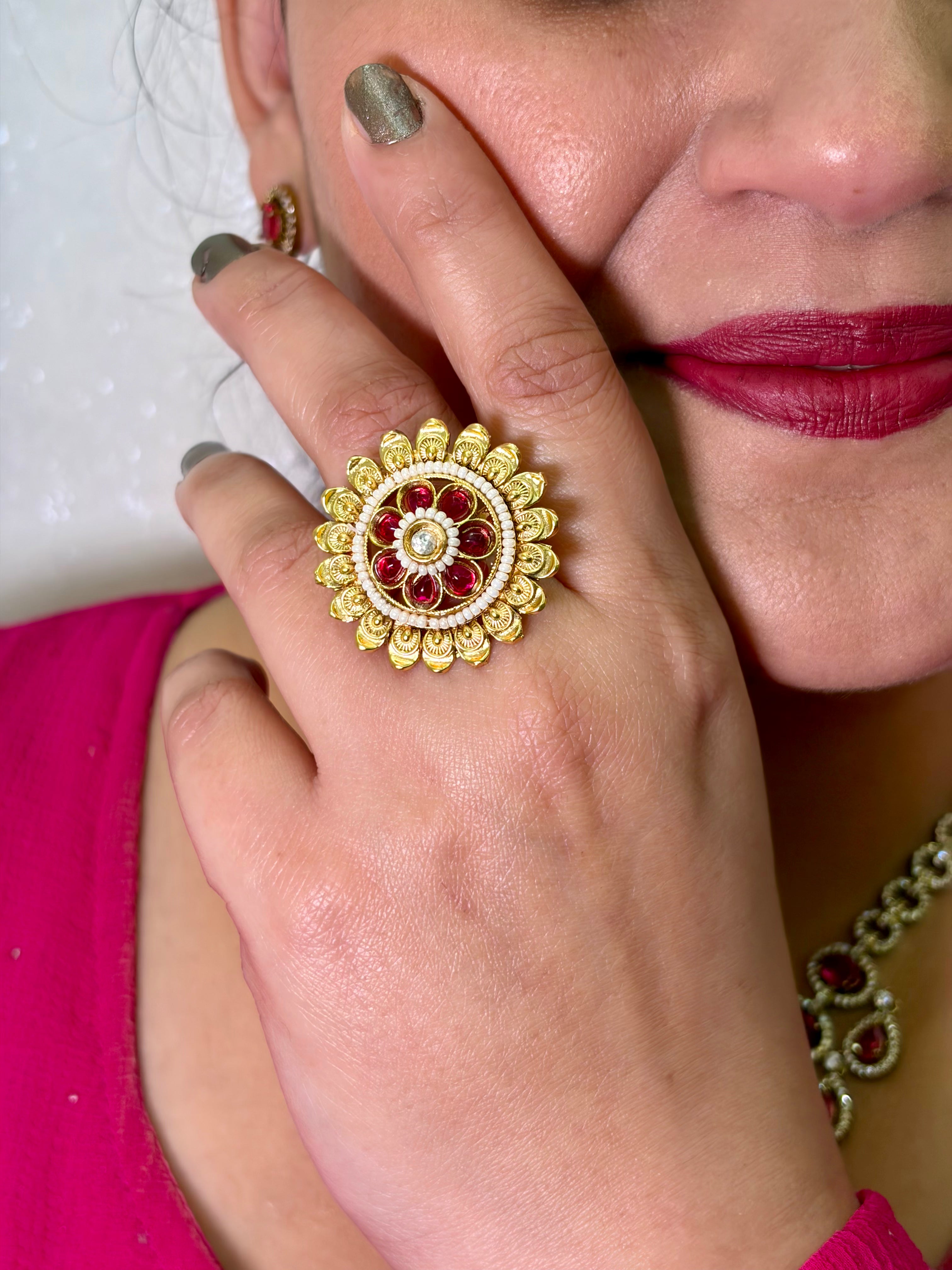 White Pink Heritage Ring