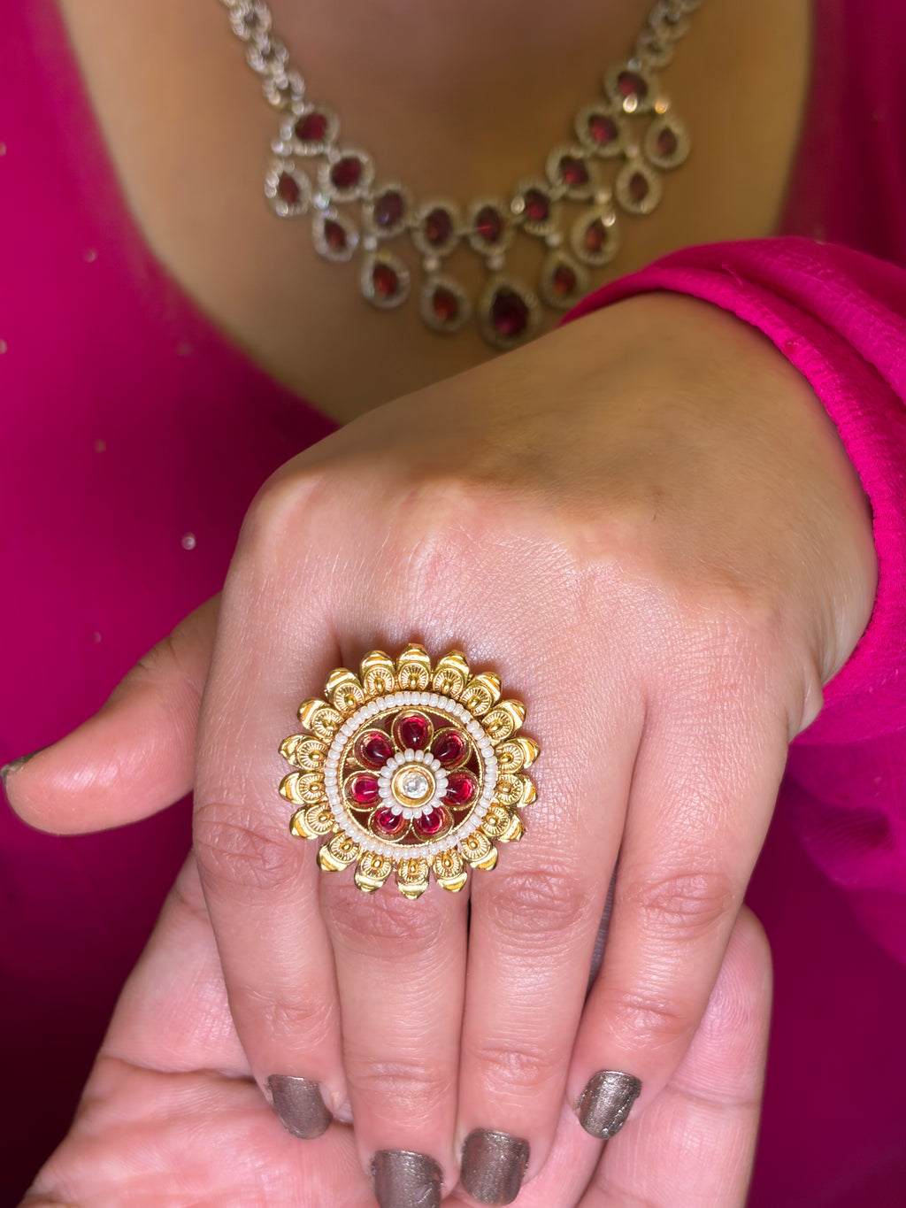 White Pink Heritage Ring
