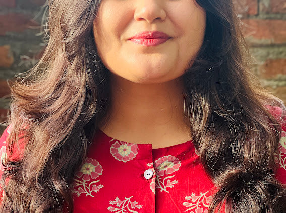 Red Printed Cotton A-Line Kurta
