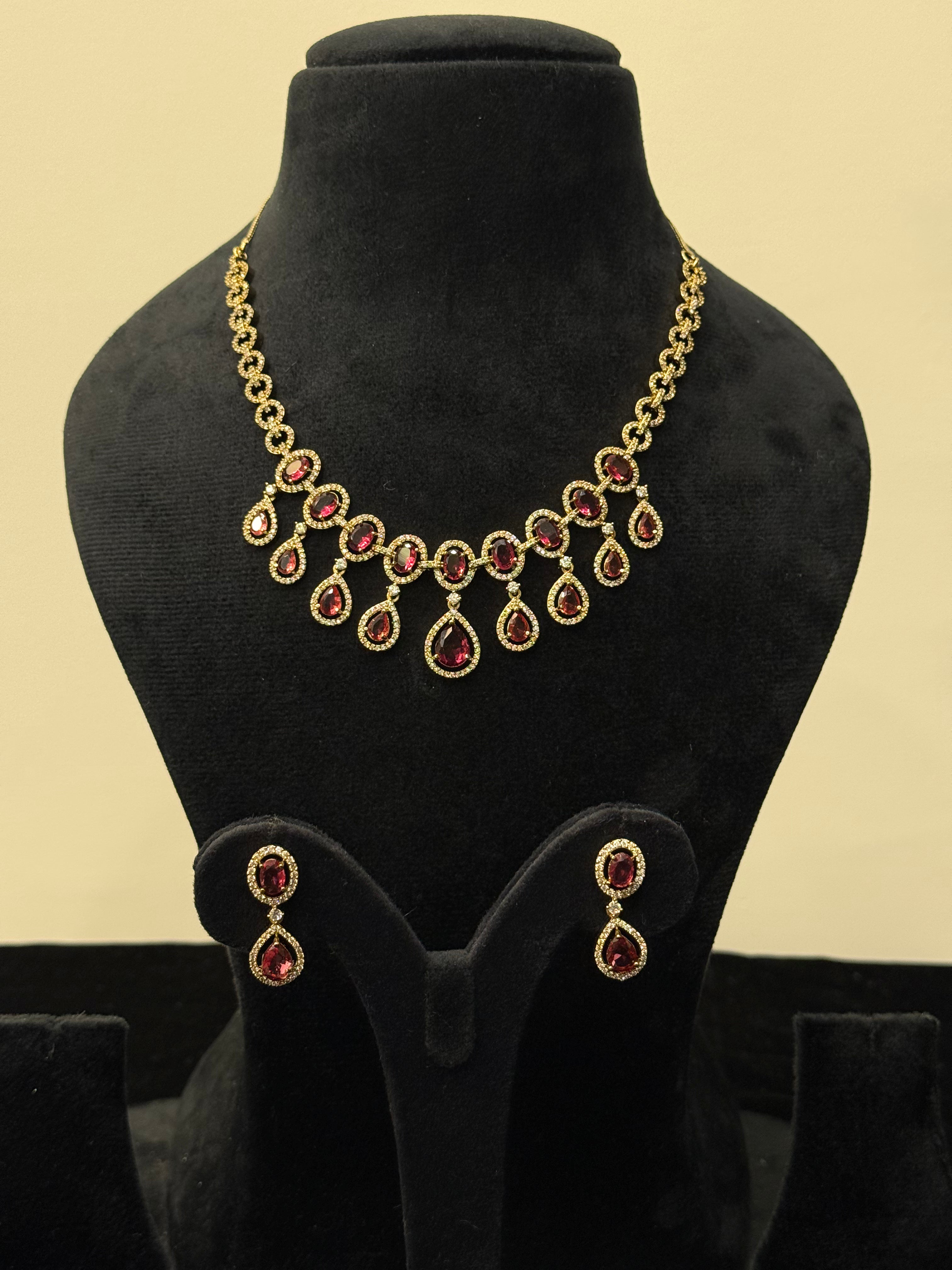 Bold Ruby Anti-Tarnish Neckpiece Set