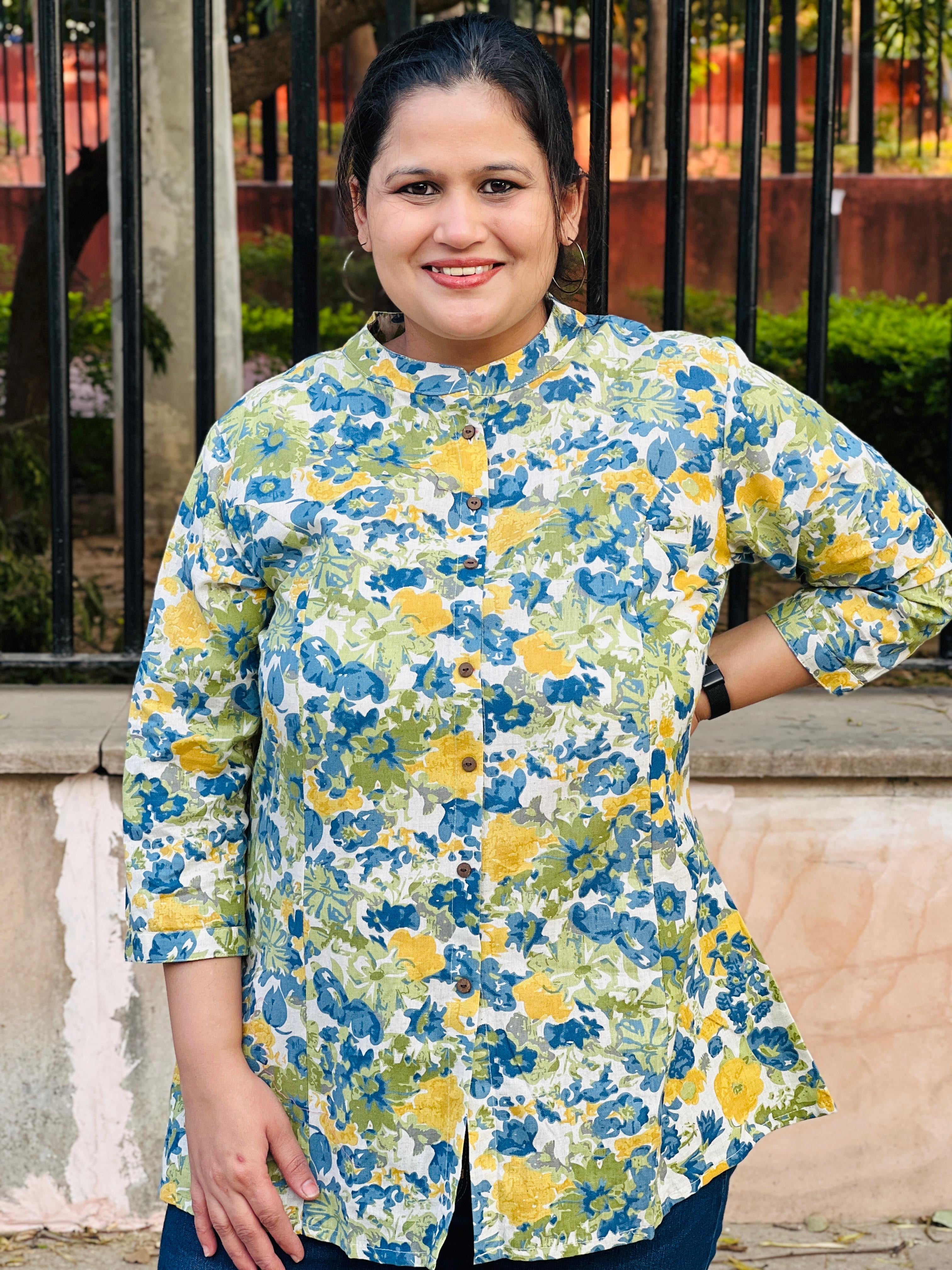 Floral Printed Heavy Cotton Short Kurti