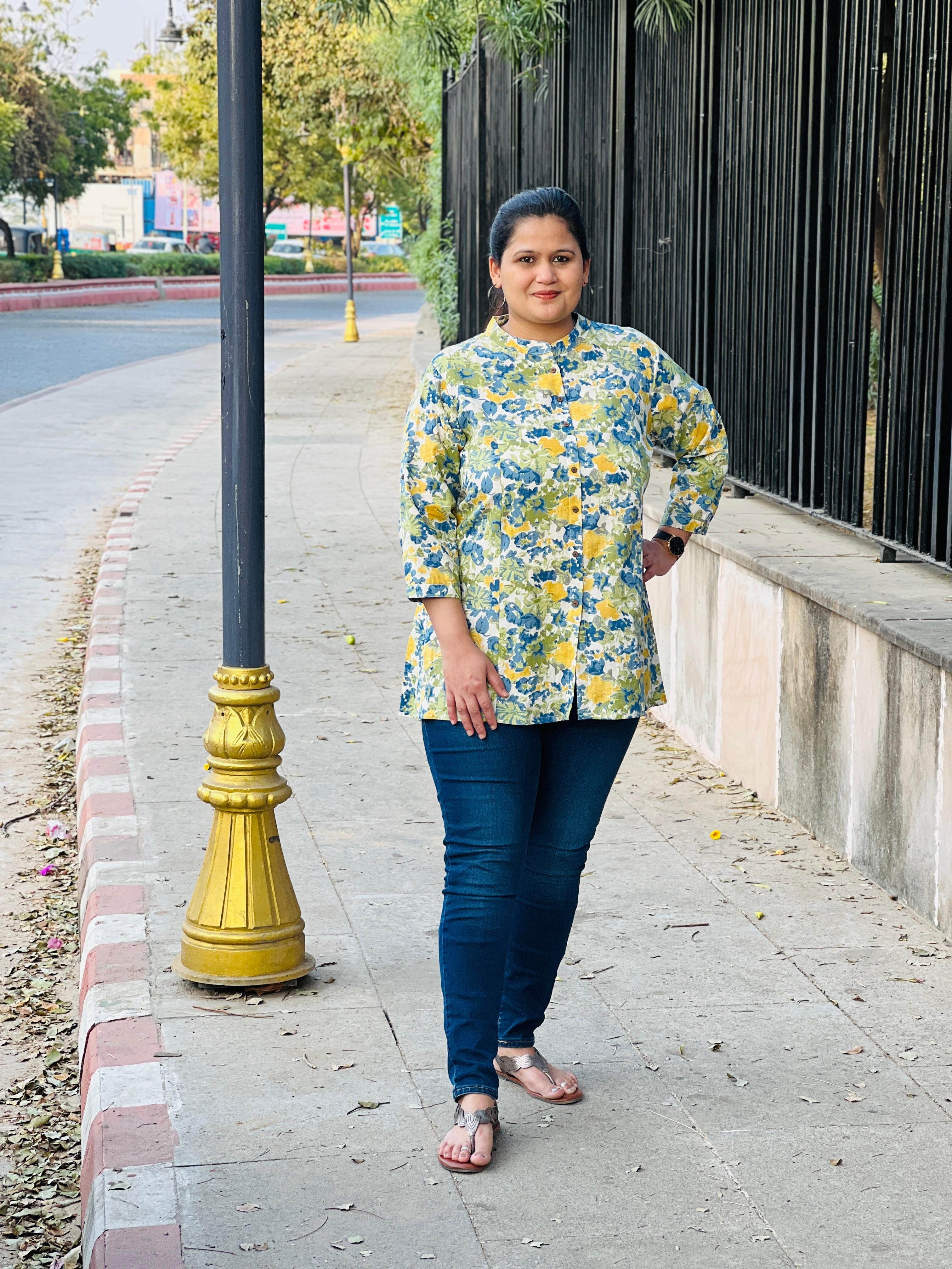 Floral Printed Heavy Cotton Short Kurti