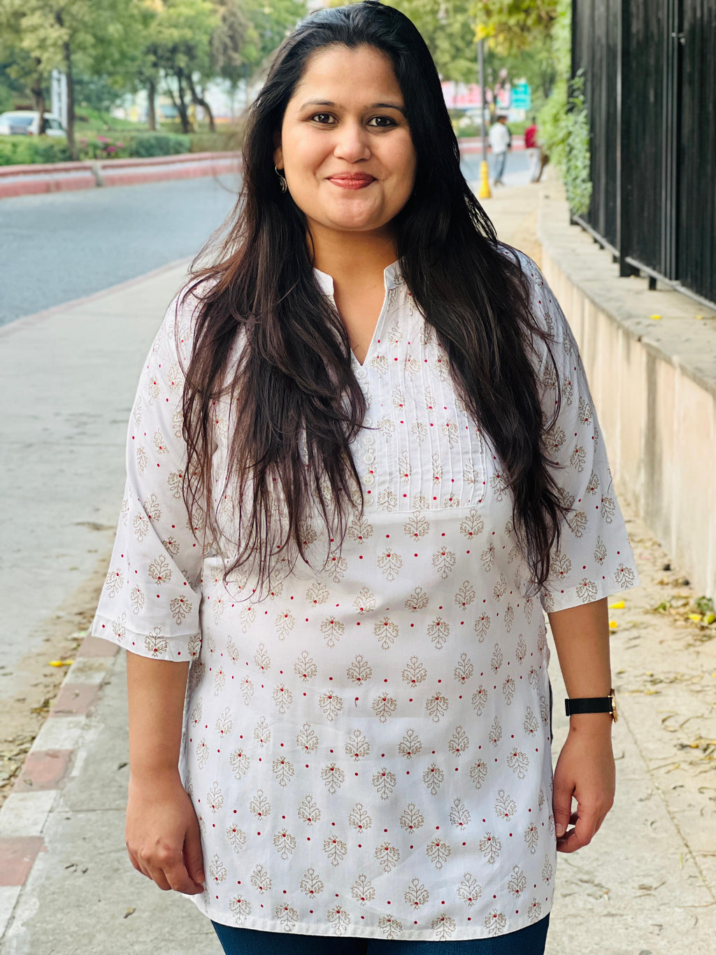 White Rayon Short Kurti