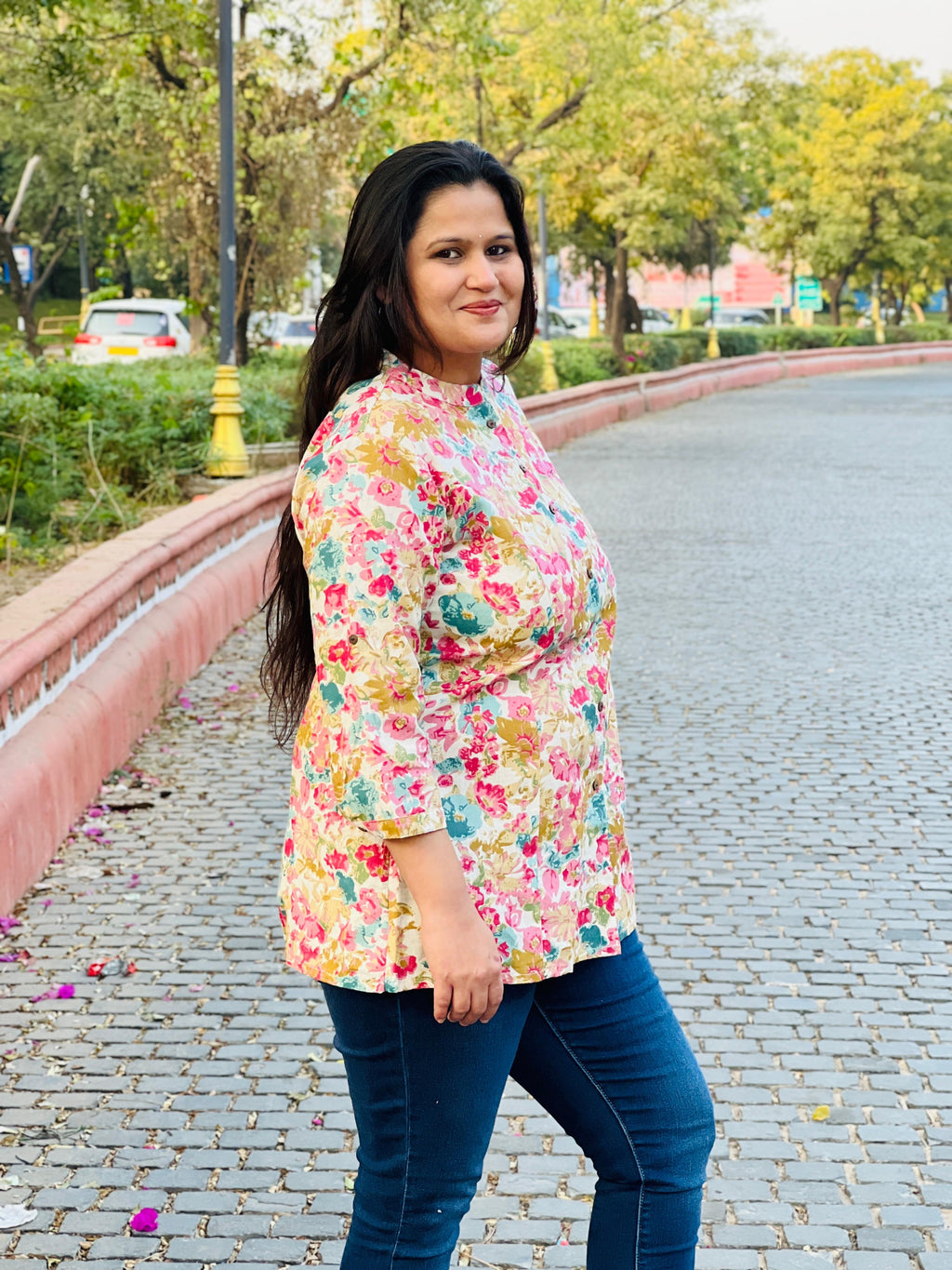 Floral Printed Heavy Cotton Short Kurti