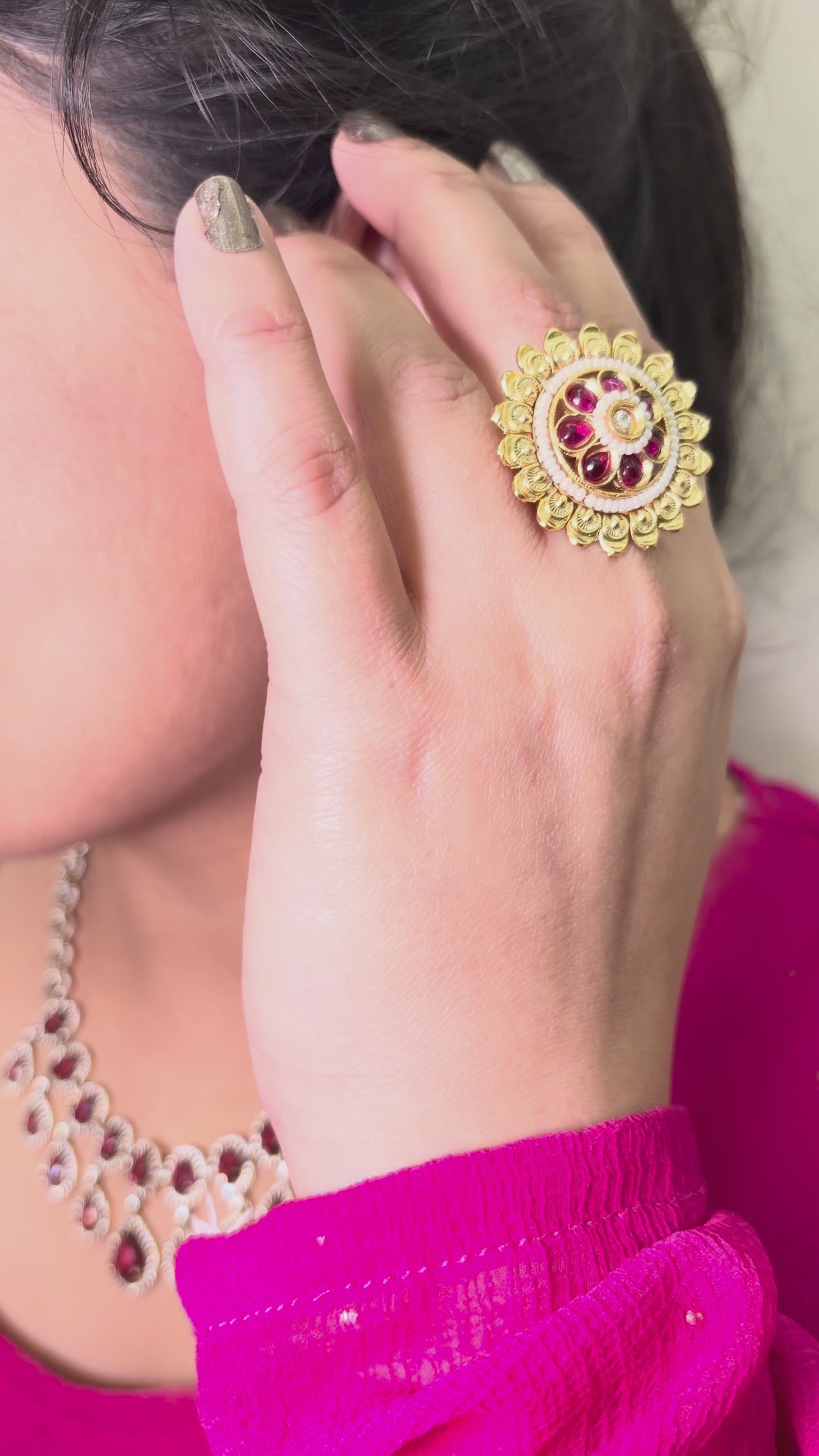 White Pink Heritage Ring